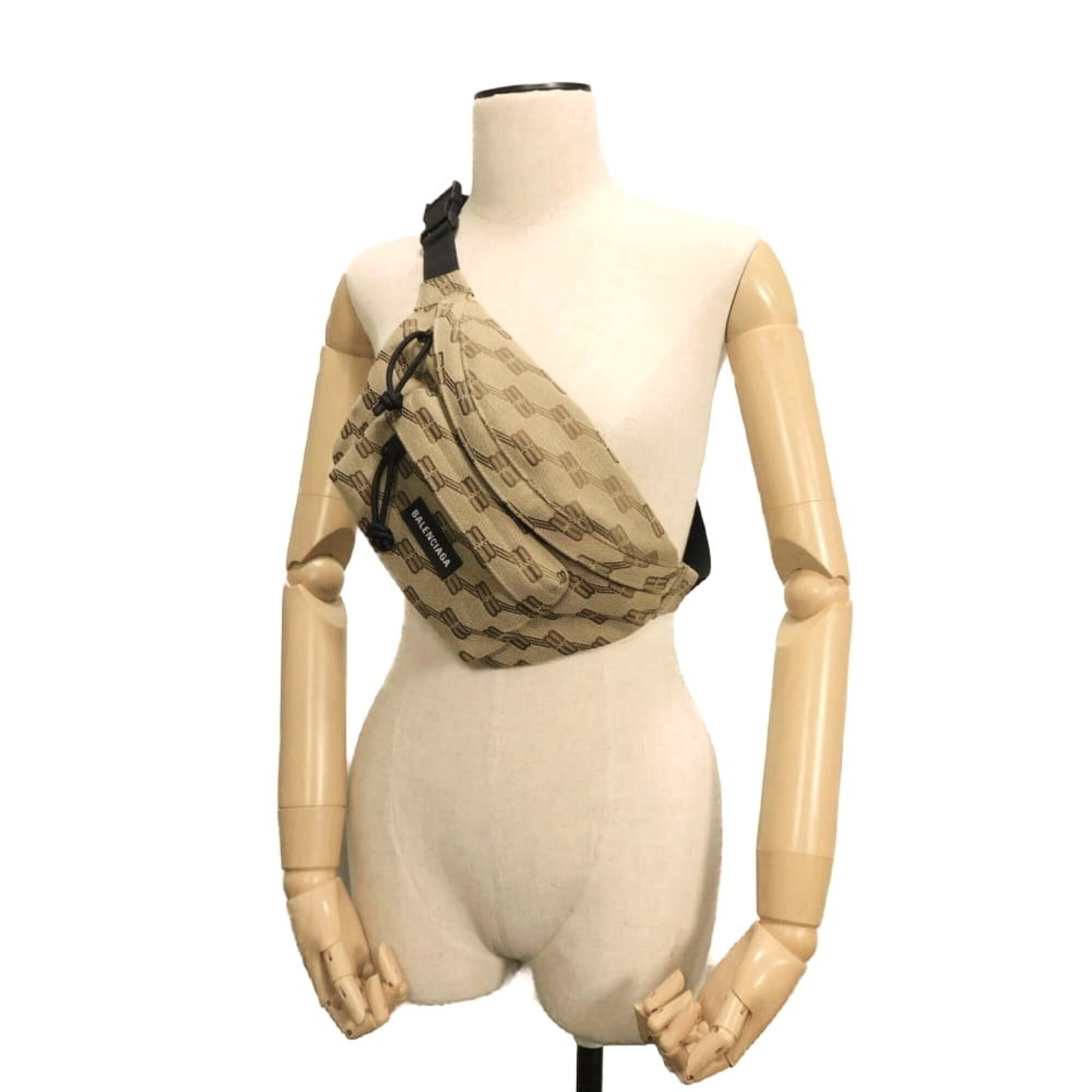 Balenciaga Signature Medium Belt Bag with Logo BB Monogram Jacquard Beige (713042 210HH 2755) - Men's — Like New