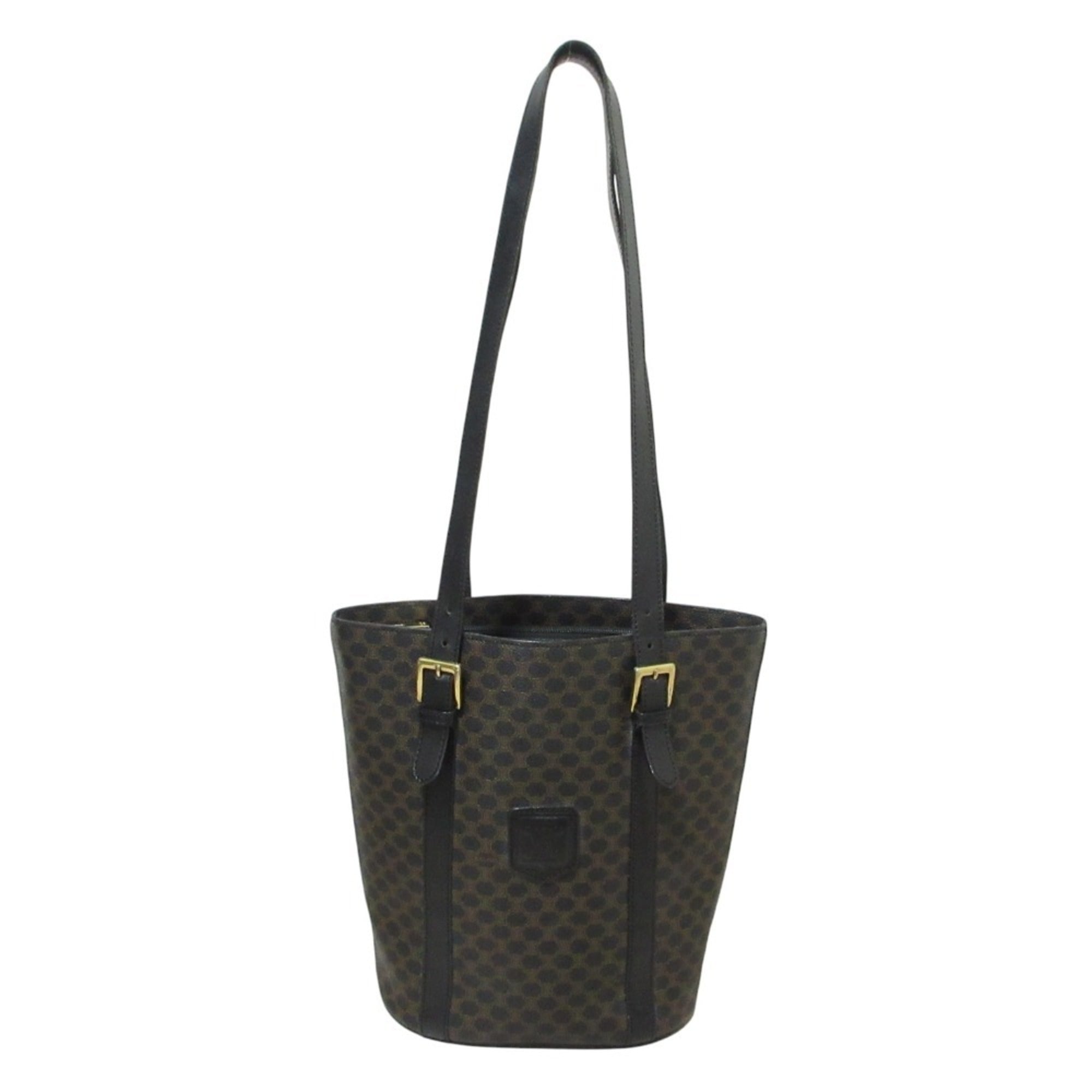 CELINE Black Macadam Bucket Tote Bag Shoulder MC98 1 Brown Women's — Like New