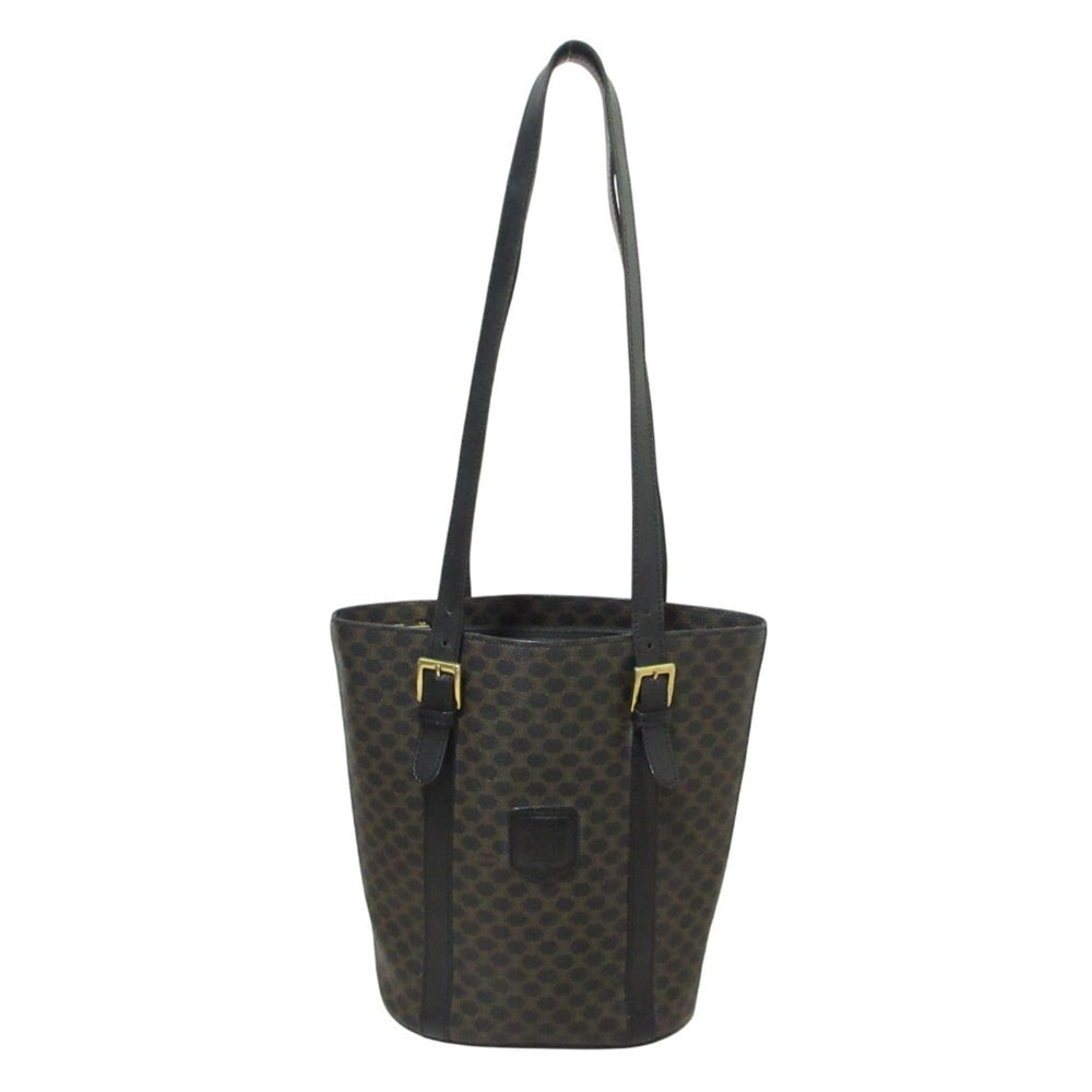 CELINE Black Macadam Bucket Tote Bag Shoulder MC98 1 Brown Women's — Like New