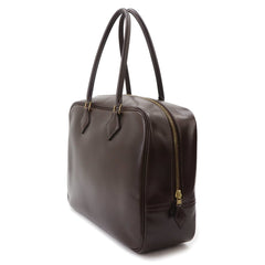 Hermes Plume 32 Handbag, Box Calf Leather, Ebene, □G Stamp, Gold Hardware — Like New