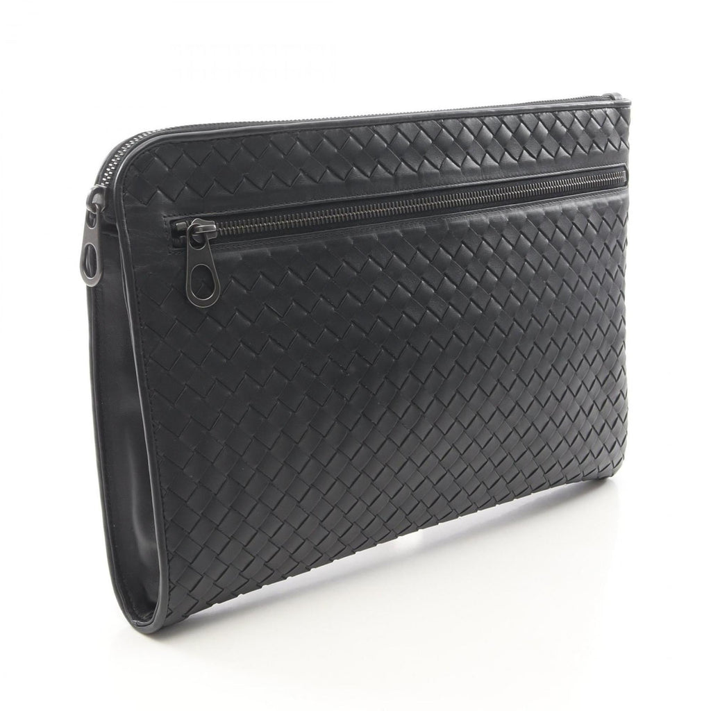 Bottega Veneta Intrecciato Leather Second Bag/Clutch Bag, Men's, Black