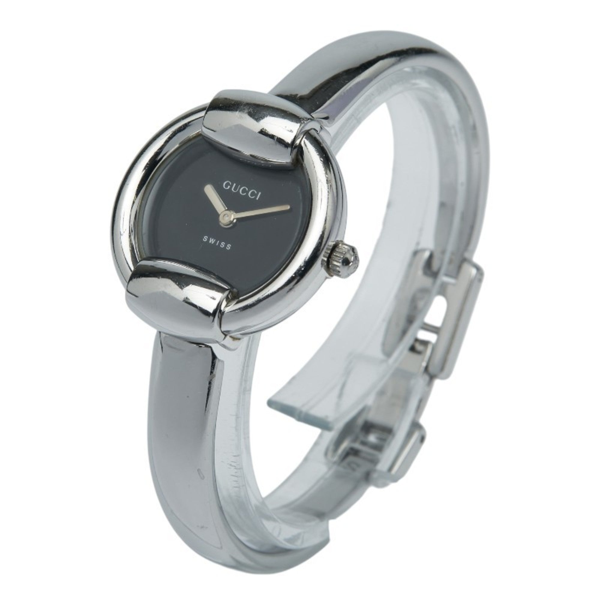 Gucci Bangle Watch, 1400L Quartz Movement, Black Dial, Stainless Steel, Women's, GUCCI — Good