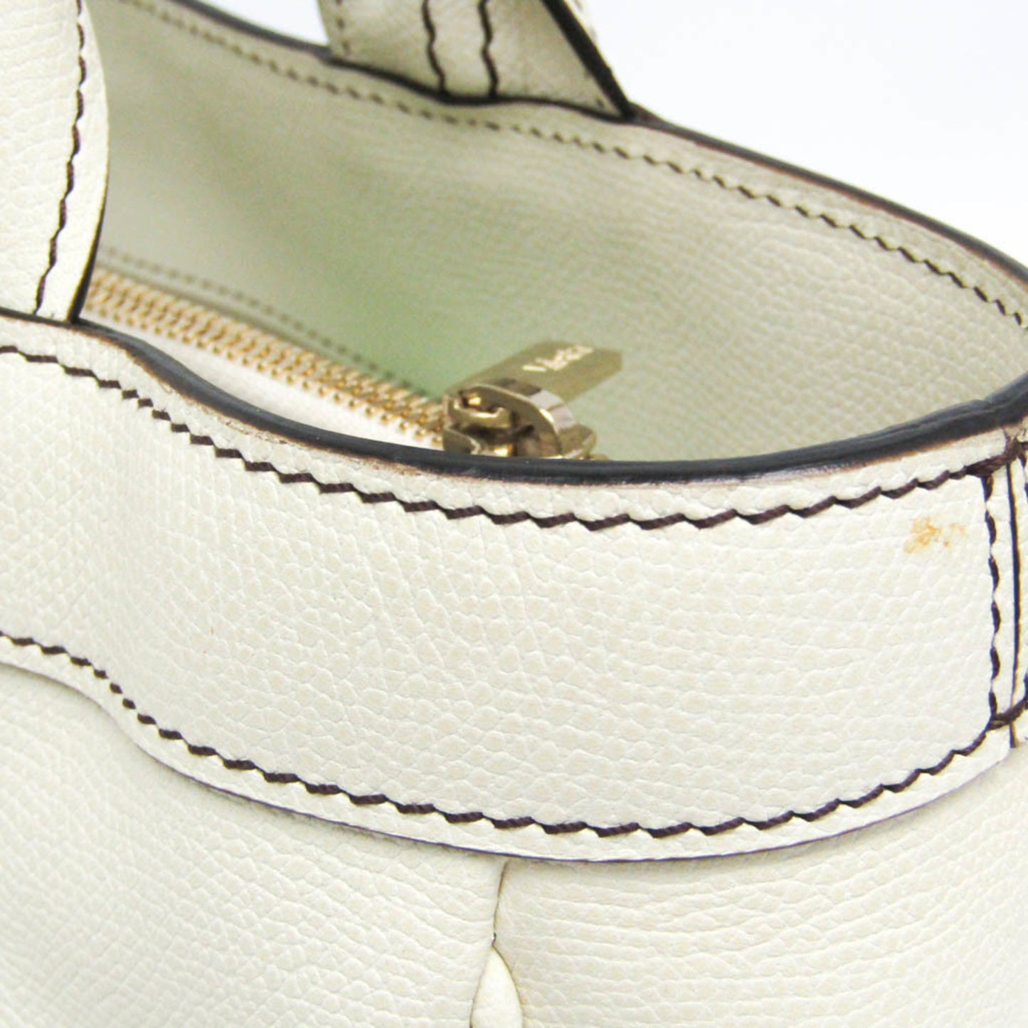 Valextra V5U41 J Bag Women's Leather Handbag Off-white