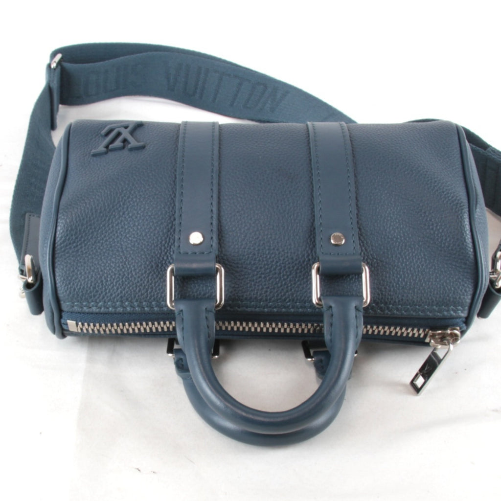 LOUIS VUITTON Aerogram Keepall XS Shoulder Bag with IC Chip, M81003, Leather Handbag, Blue, Women's