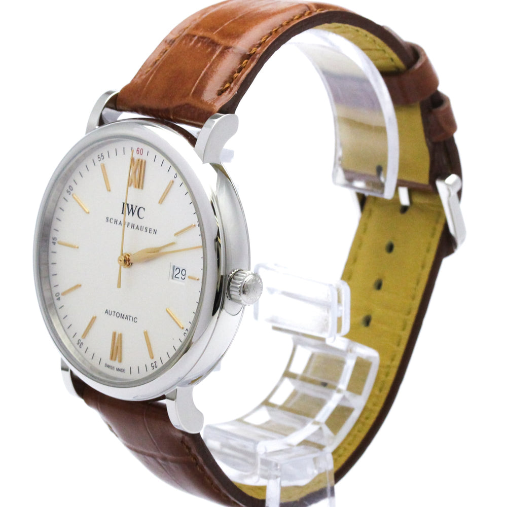 IWC Portofino Steel Leather Automatic Mens Watch IW356517 Polished — Very Good