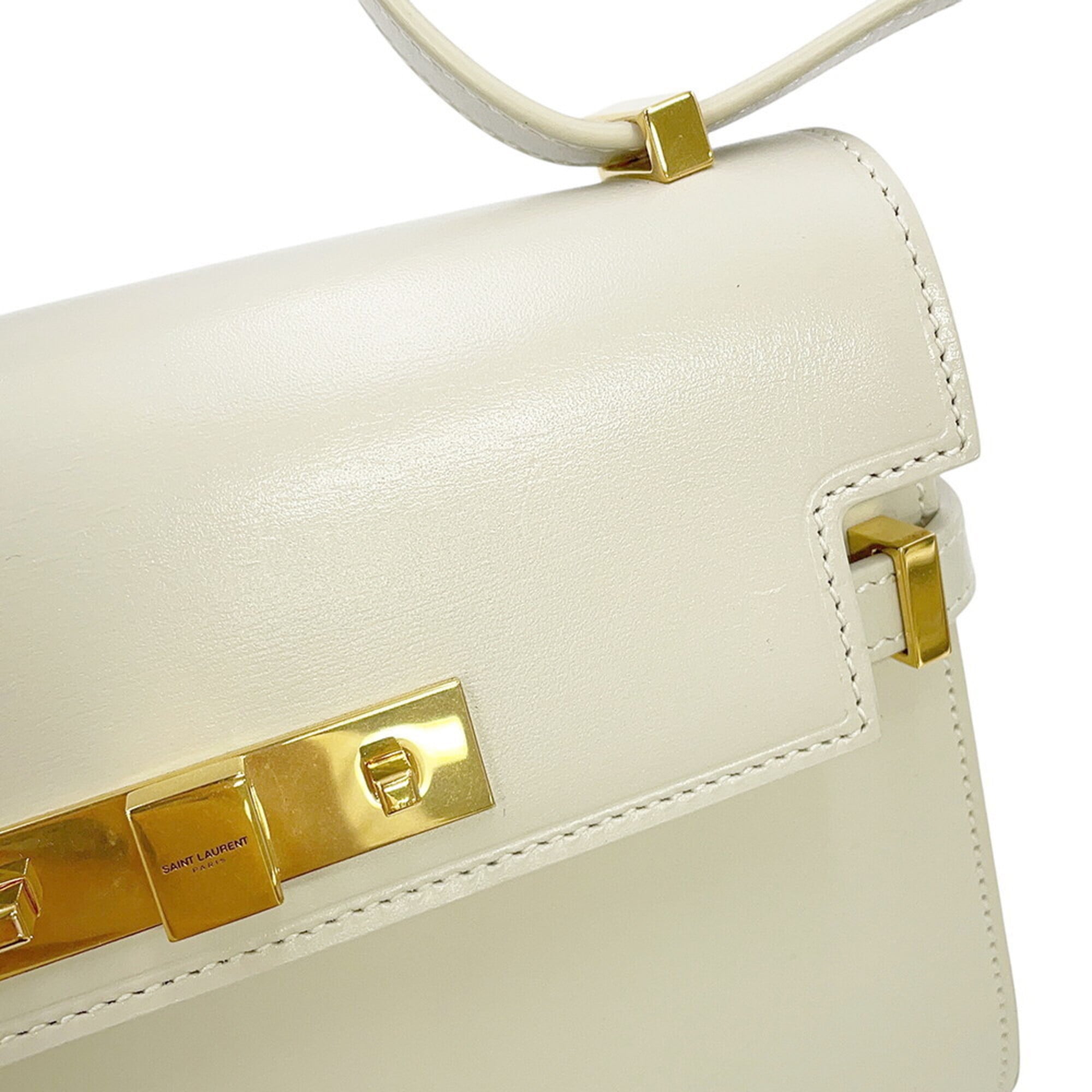 Saint Laurent Paris Manhattan Mini Leather Shoulder Bag 727766 SAINT LAURENT PARIS White Handbag — Like New