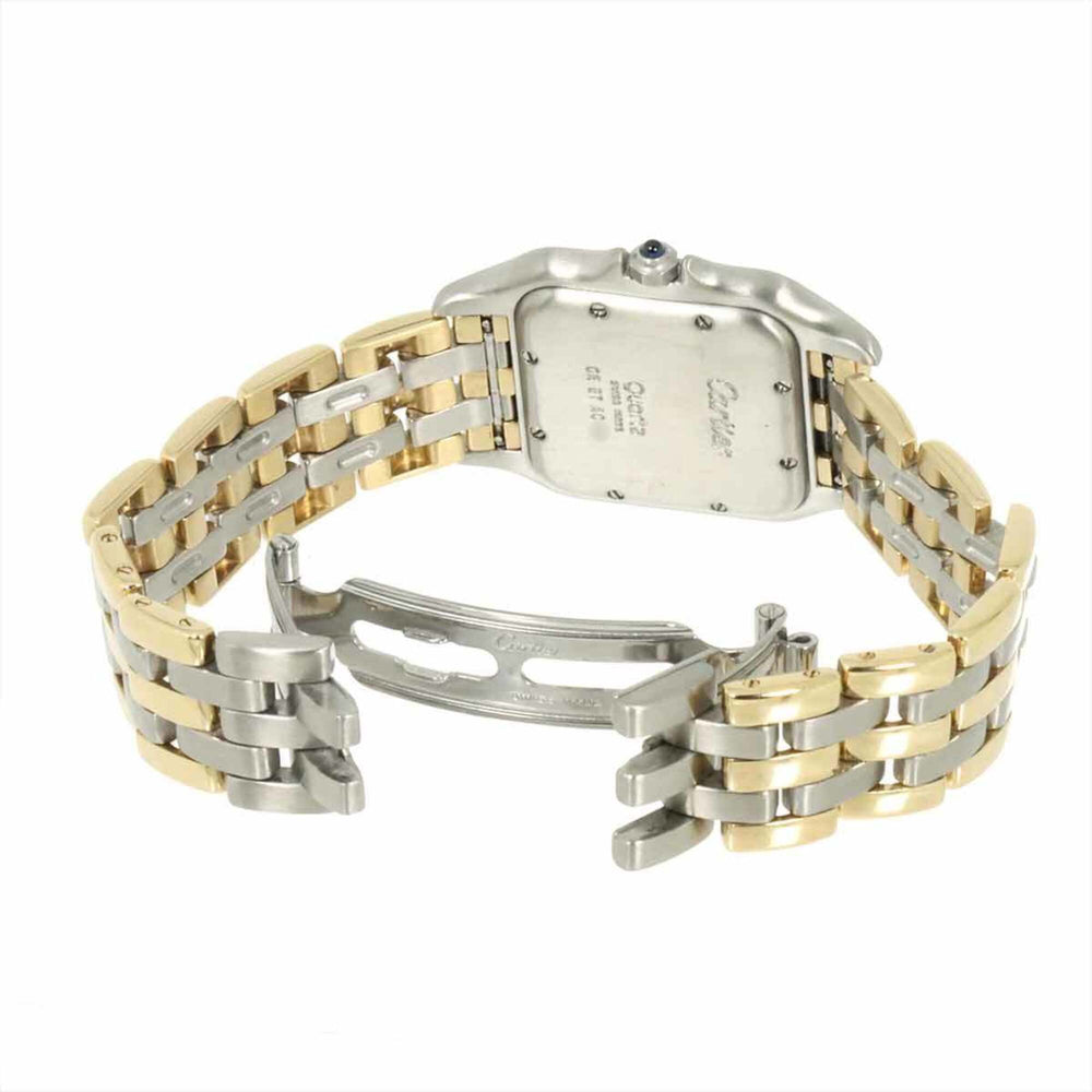Cartier Panthère MM 3-Row Date Two-Tone Watch 83083244 Boys' Ivory YG Yellow Gold Quartz — Like New