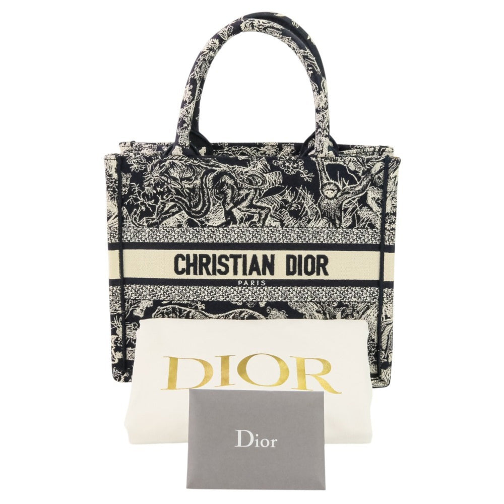 Christian Dior Toile de Jouy Book Tote Canvas Embroidered Handbag Small 50-MA-1221 Navy Women's — Like New