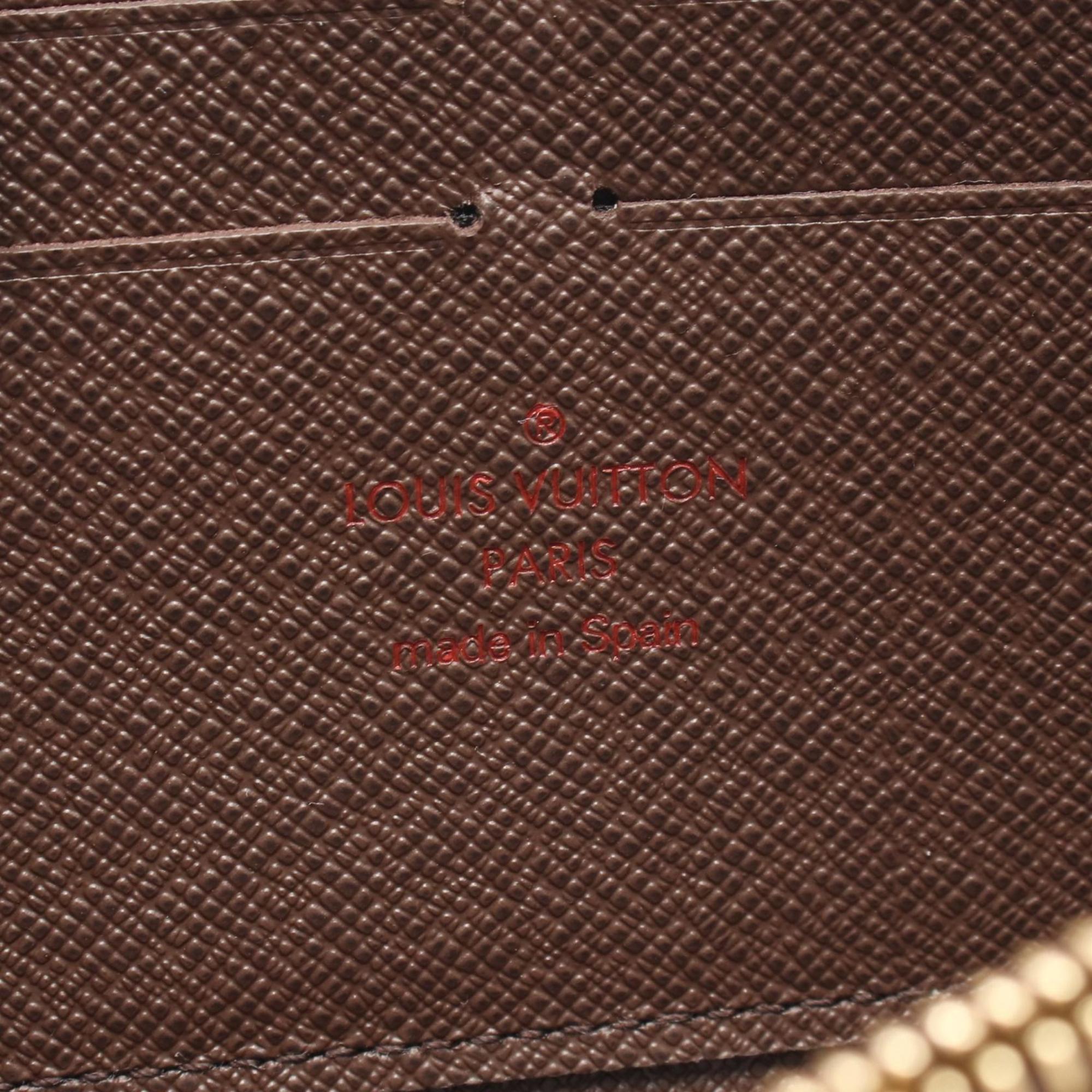 Louis Vuitton Zippy Wallet, Round Long Coated Canvas, Damier Leather, Men's and Women's, Brown, N60015