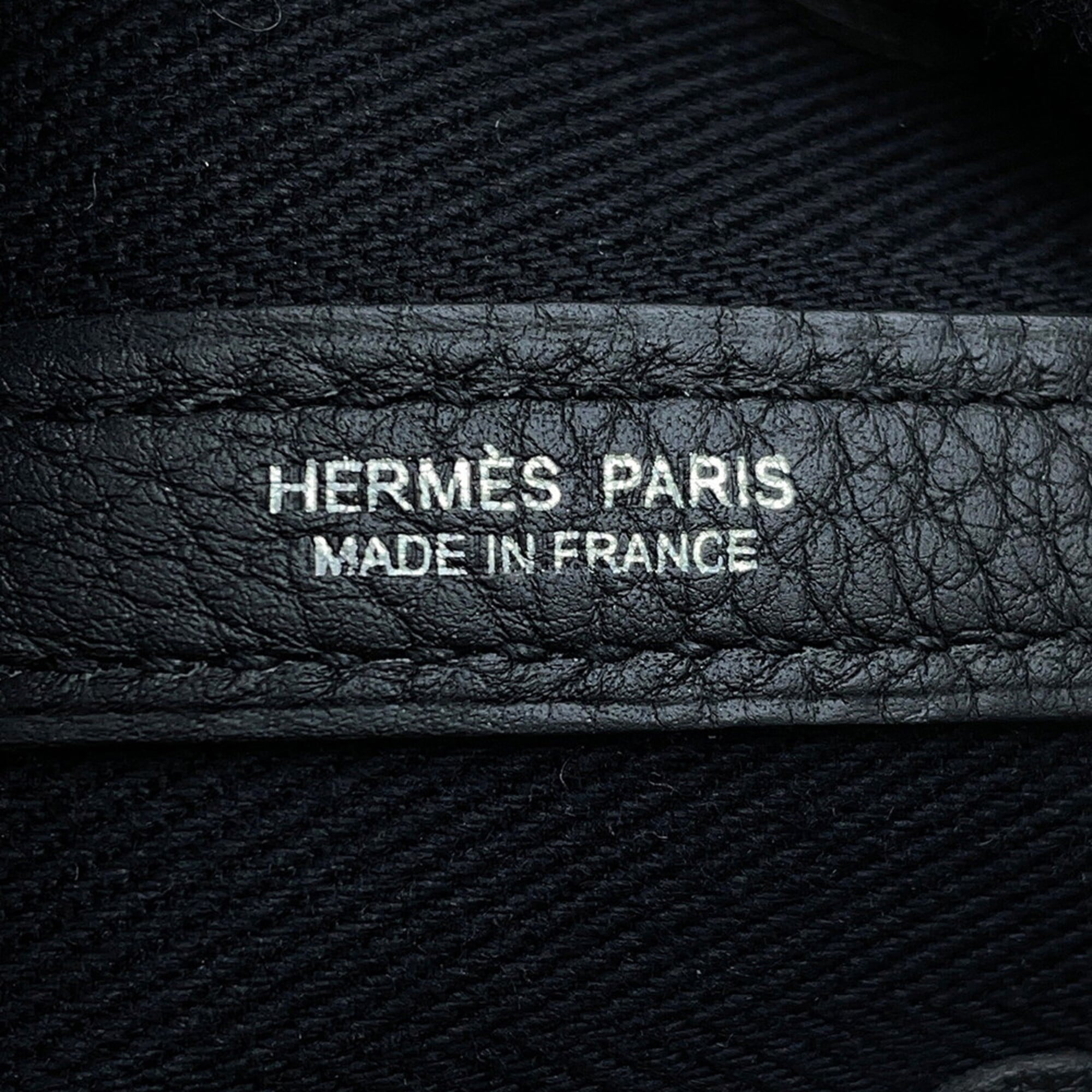 Hermes Garden TPM Tote Bag, Black Toile Chevron Negonda, C Stamp, Black, Garden, Handbag, Women's HERMES — Like New