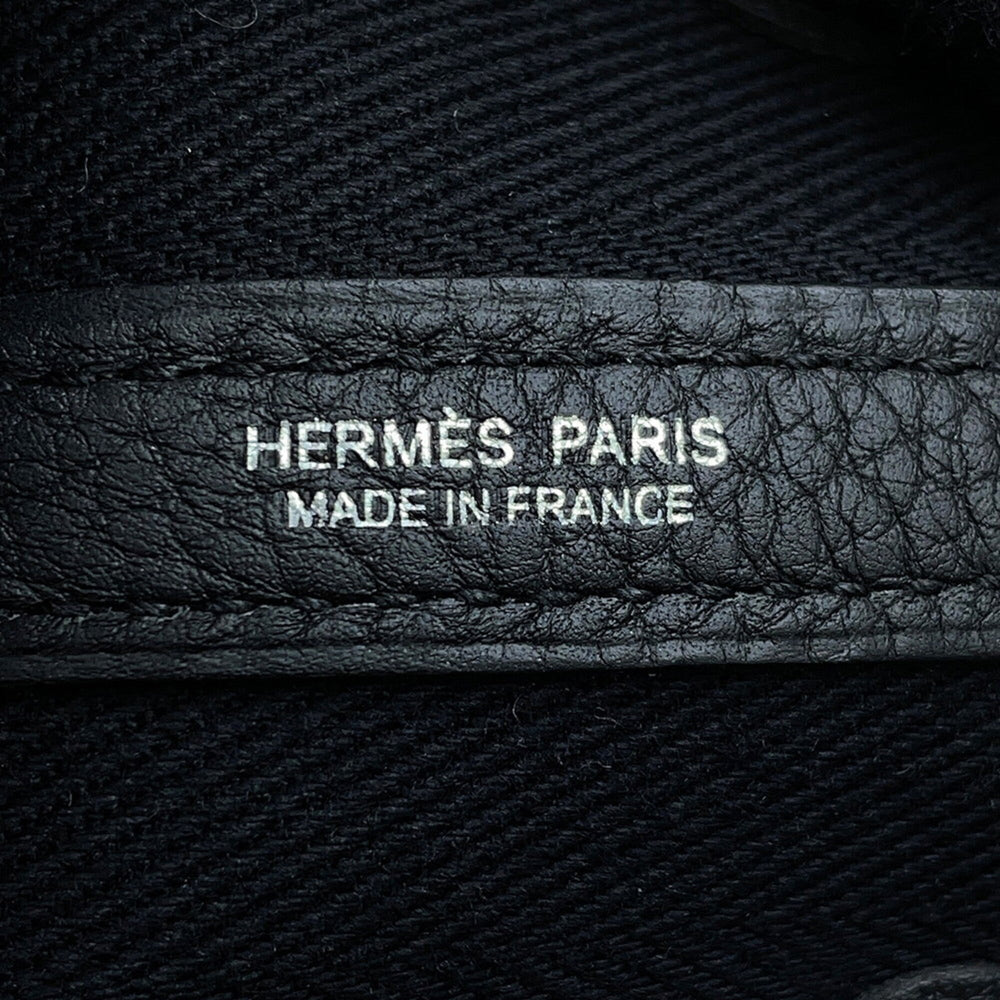 Hermes Garden TPM Tote Bag, Black Toile Chevron Negonda, C Stamp, Black, Garden, Handbag, Women's HERMES — Like New