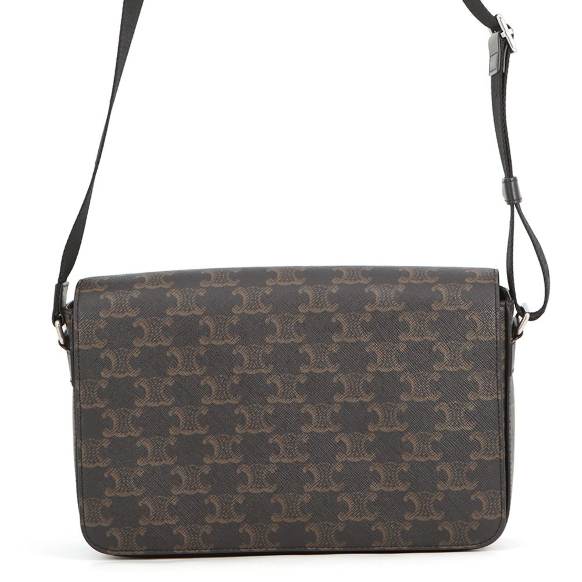 Celine Triomphe Flap Shoulder Bag, Leather, 111592ETH, Black, Handbag — Like New