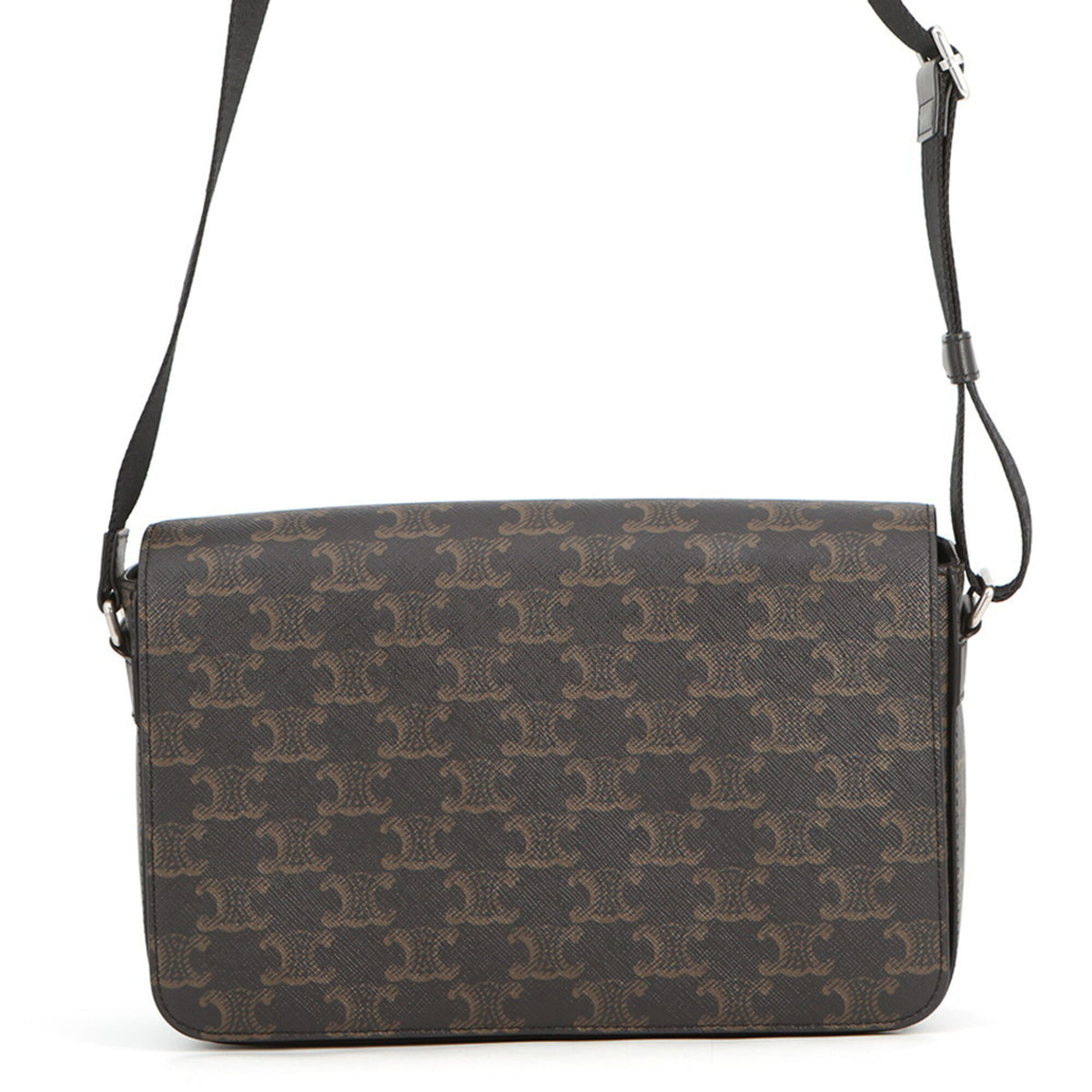 Celine Triomphe Flap Shoulder Bag, Leather, 111592ETH, Black, Handbag — Like New
