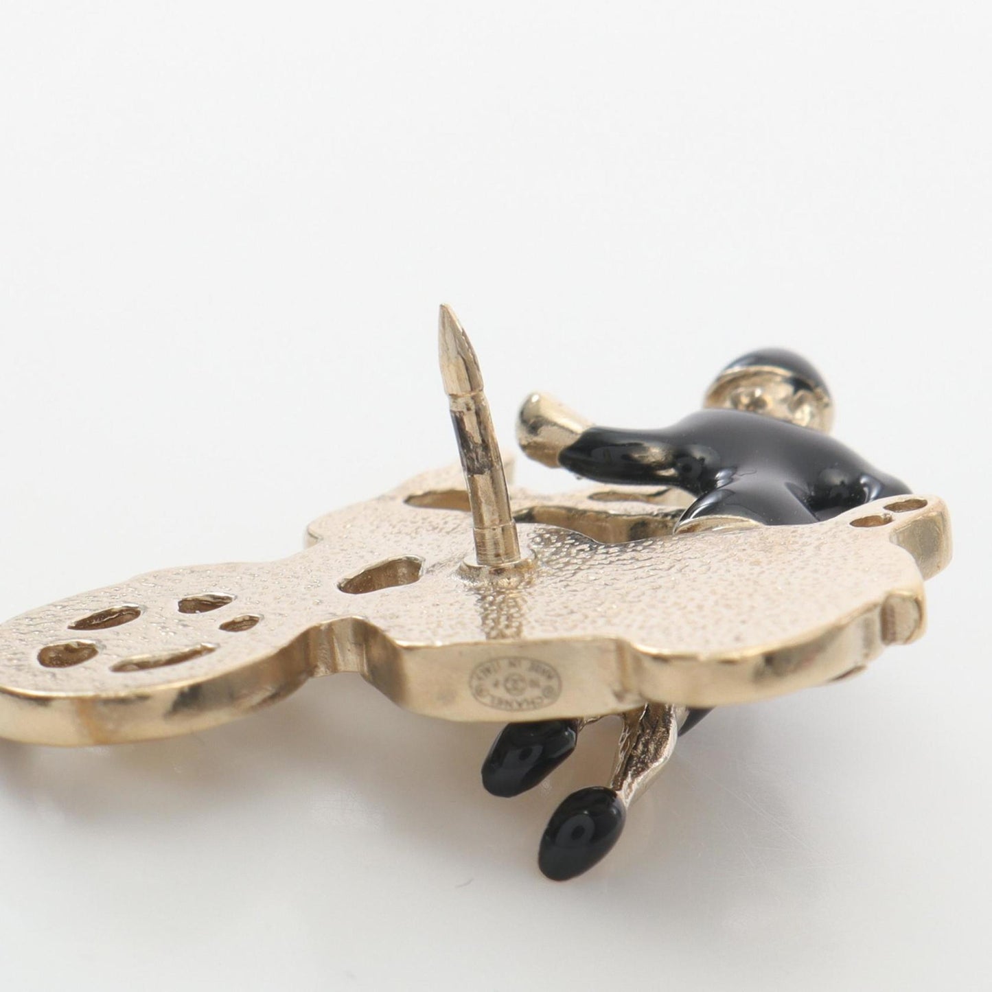 CHANEL Mademoiselle Coco Mark Brooch Accessory, GP (Gold Plated), Rhinestone, Women's, Gold, Black, White