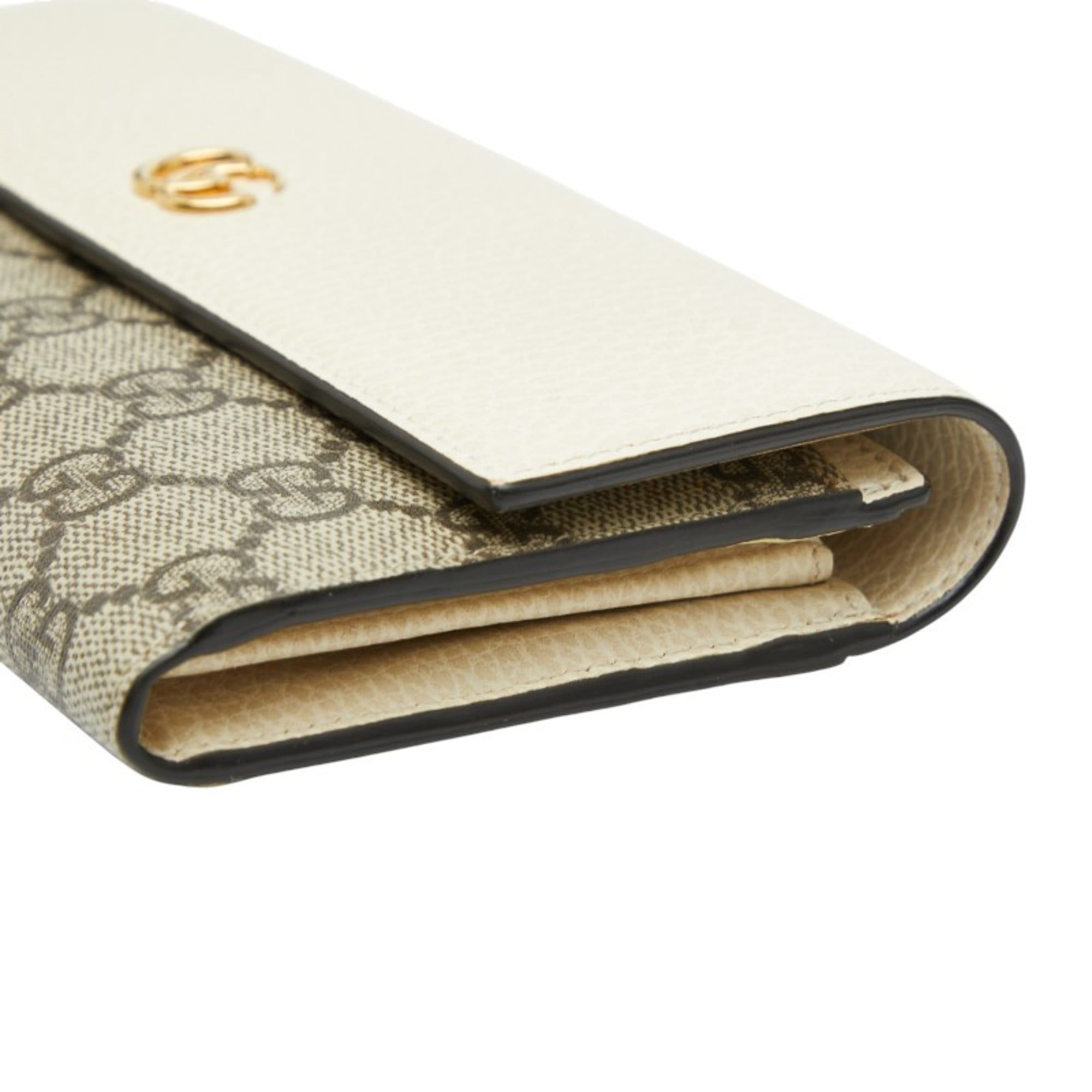 Gucci GG Supreme Marmont Long Wallet 456116 Beige White Leather Women's GUCCI