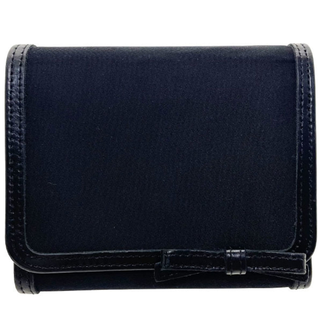 Prada Ribbon Triangle Trifold Wallet in Nylon and Leather, Black. Triangular Plate Compact Wallet, NERO MM-16119.