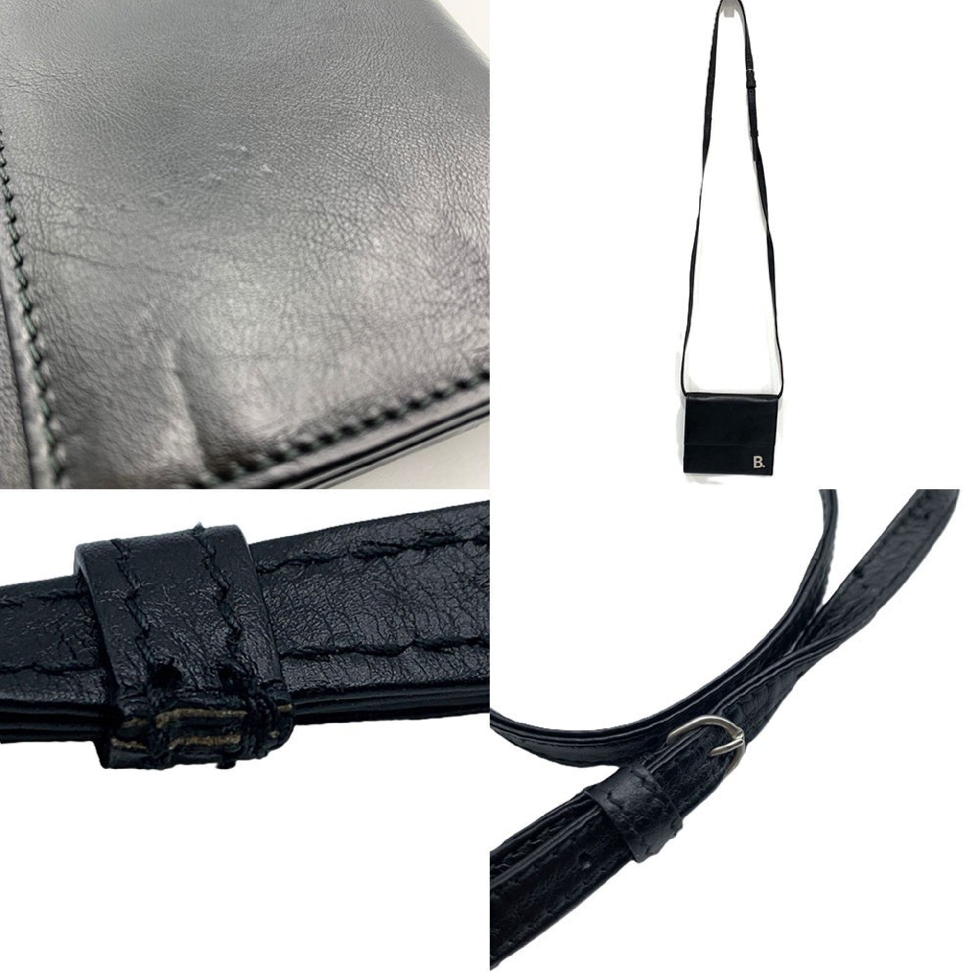 Balenciaga Shoulder Wallet Tri-fold Black Leather 580037 BALENCIAGA