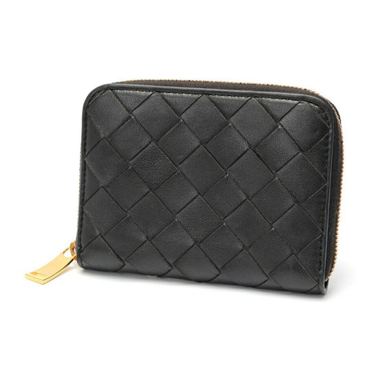 Bottega Veneta Coin Purse 600874 Intrecciato Calf Leather Black S-159430