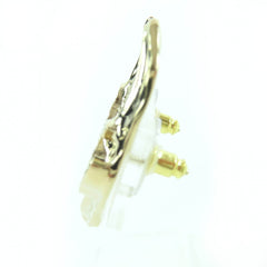 CHANEL I25A Coco Mark Leaf Design Rhinestone Earrings, Gold, Made in Italy, Women's — Like New