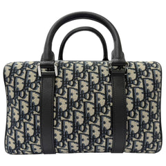 DIOR Homme 1ADDU114 Lango 26 Leather Oblique Jacquard Saddle 2-Way Shoulder Bag, Beige/Navy, Made in Italy, Men's, with Dust Bag — Like New