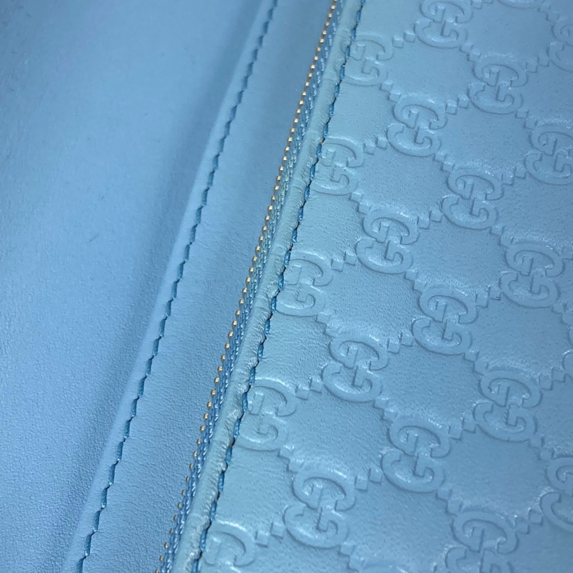 Gucci 466507 Micro Guccissima Bifold Long Wallet Crossbody Bag 3WAY Shoulder Bag blue — Like New