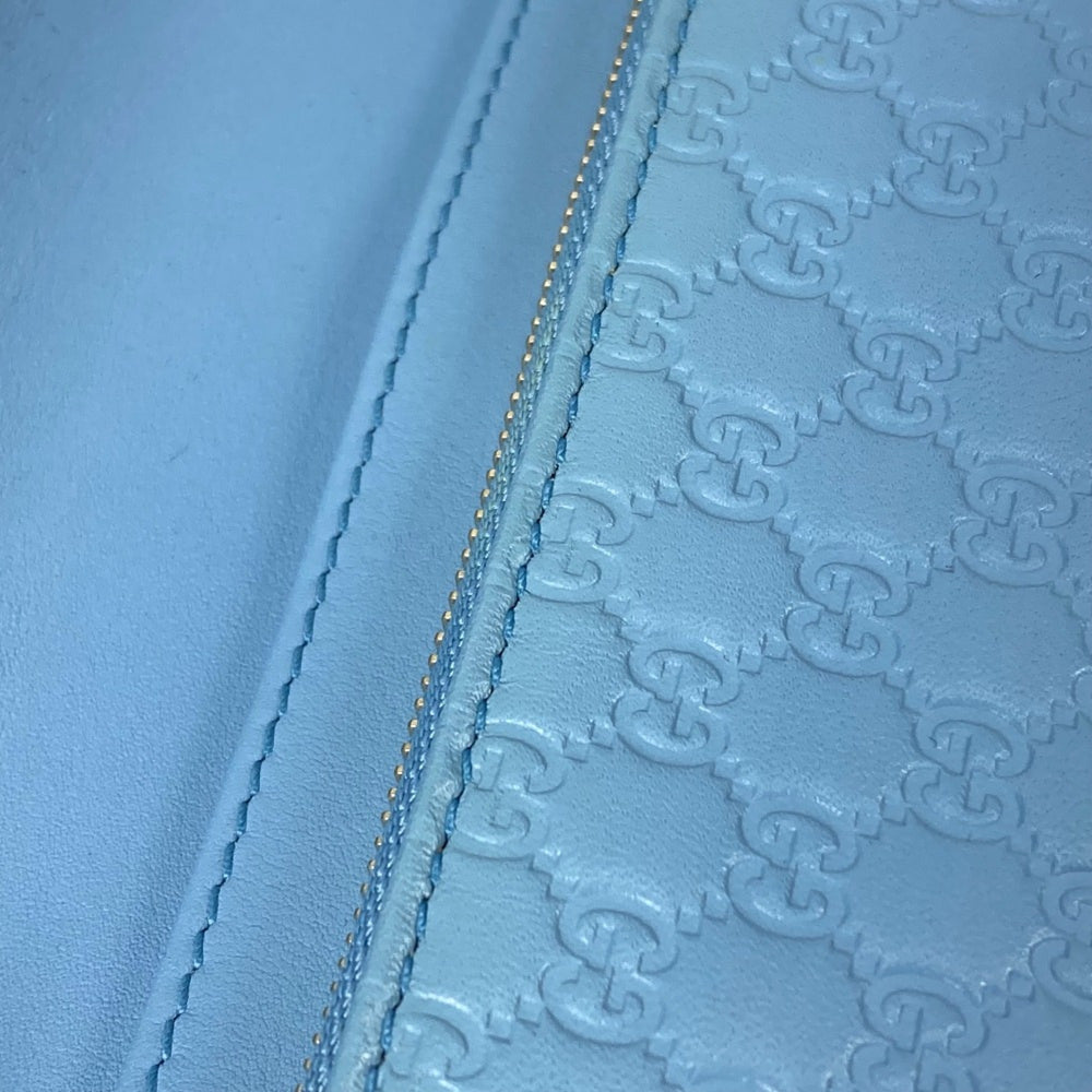 Gucci 466507 Micro Guccissima Bifold Long Wallet Crossbody Bag 3WAY Shoulder Bag blue — Like New