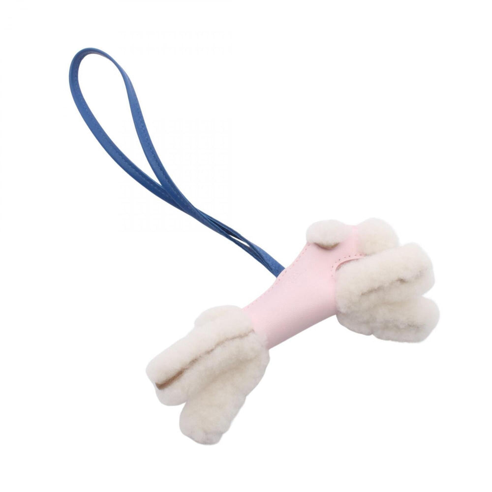 Hermes Buddy Charm Rose Darling Blue France Accessory Sheepskin Agneau Milo Women's Pink White — New - Store Return