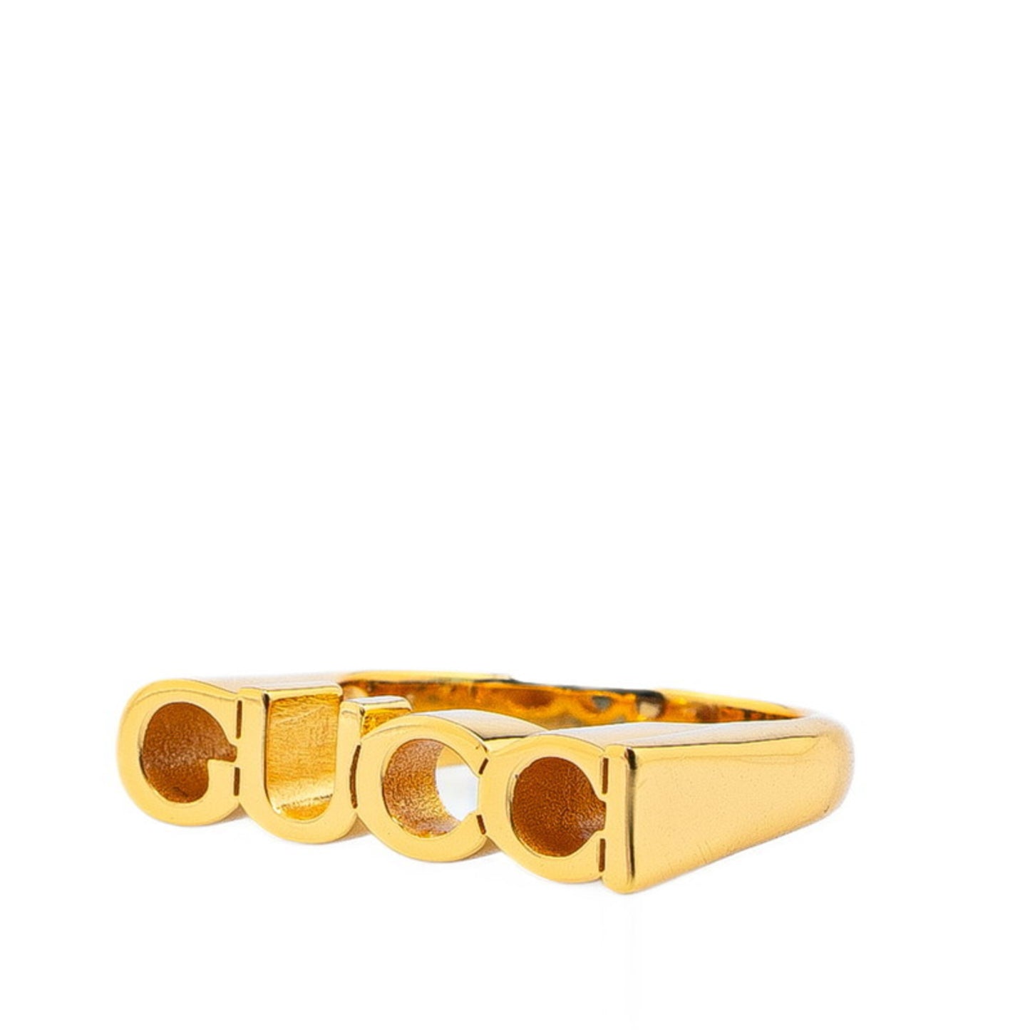 Gucci Logo Ring, Size Small, Gold Plated, Women's