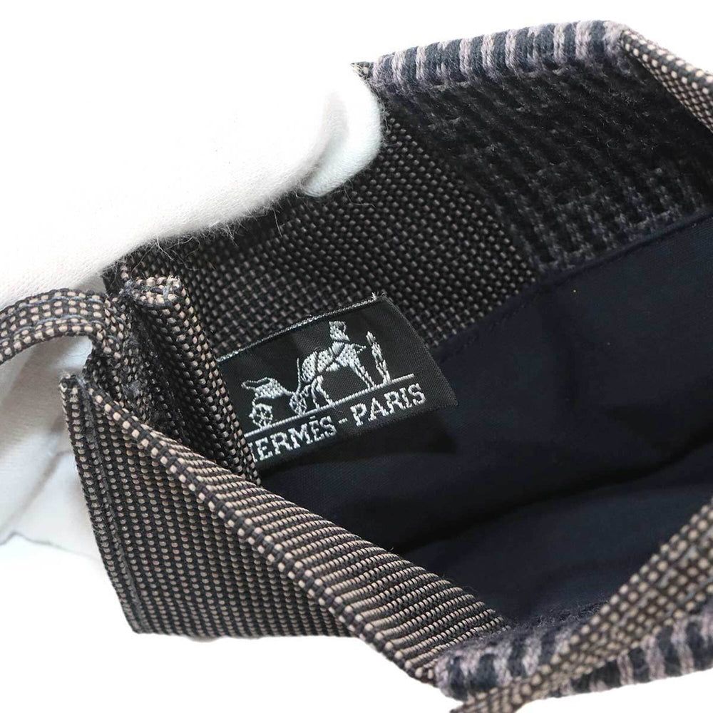 Hermes Herline Pochette Shoulder Handbag, Canvas, Gray — Like New