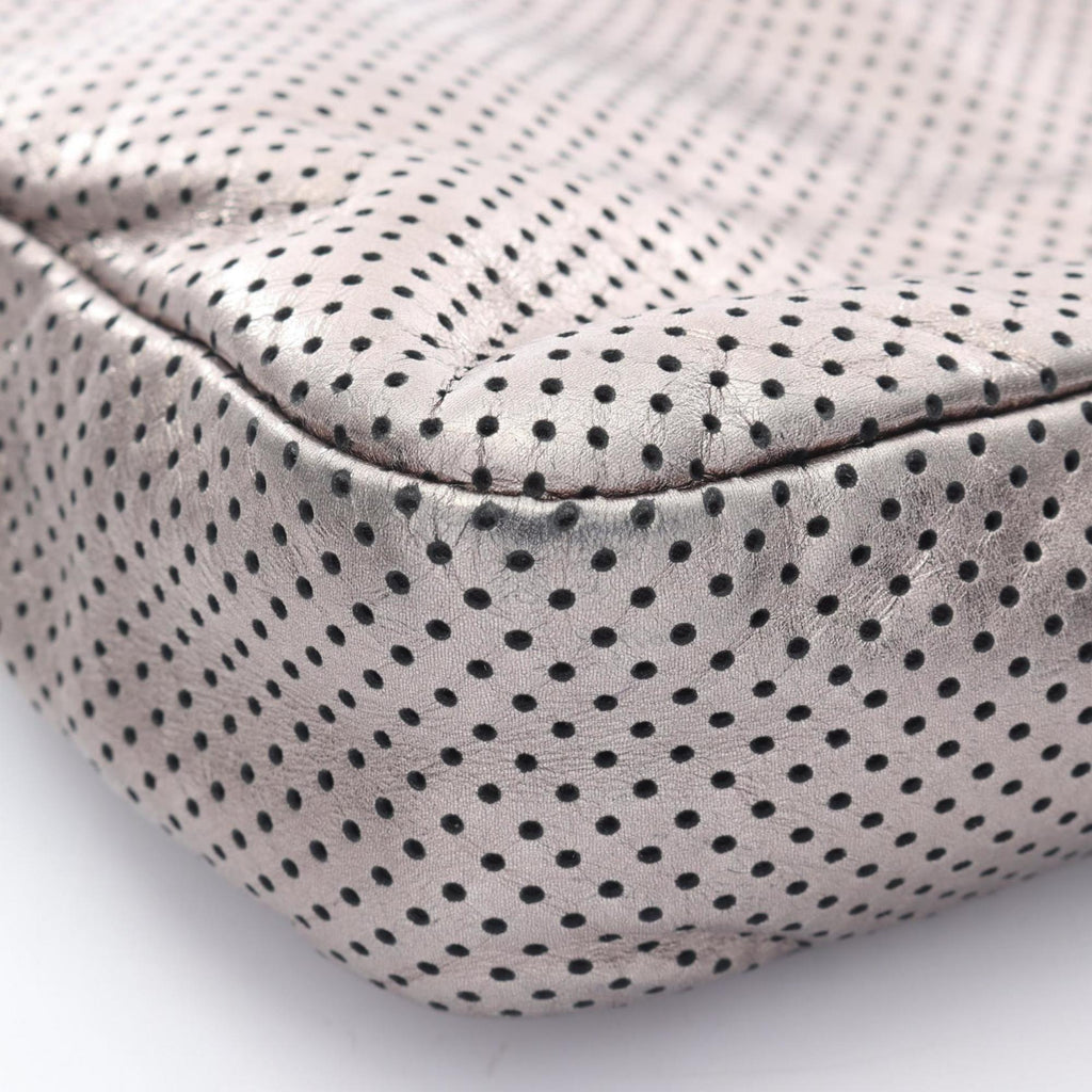 Chanel 2.55 Punched Leather Shoulder Bag, Women's, Silver