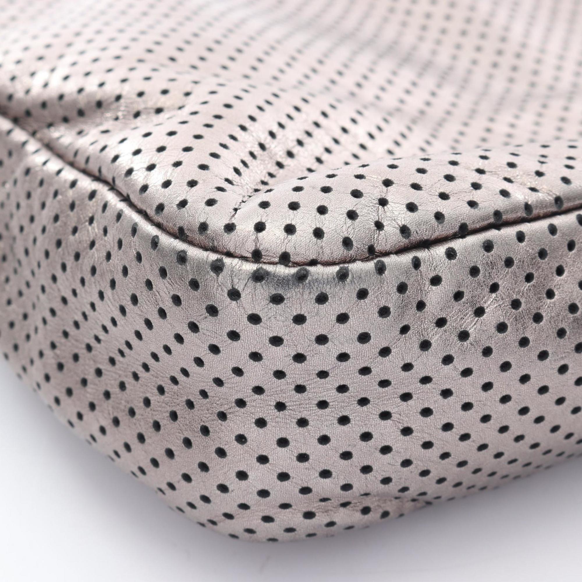 Chanel 2.55 Punched Leather Shoulder Bag, Women's, Silver