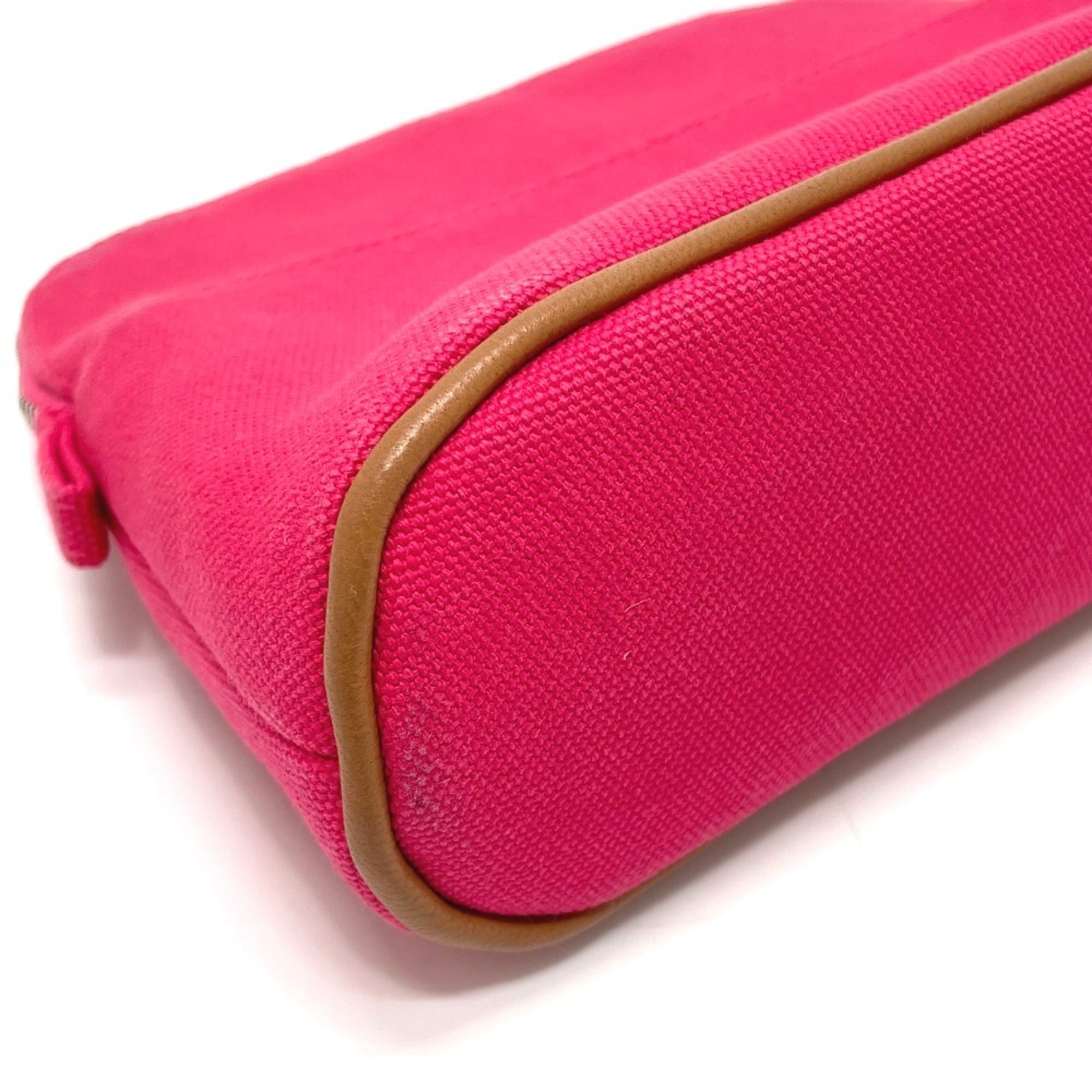 HERMES Bolide Pouch 20, a small accessory case/makeup pouch/multi-purpose pouch, canvas, women's, pink, like new — Like New