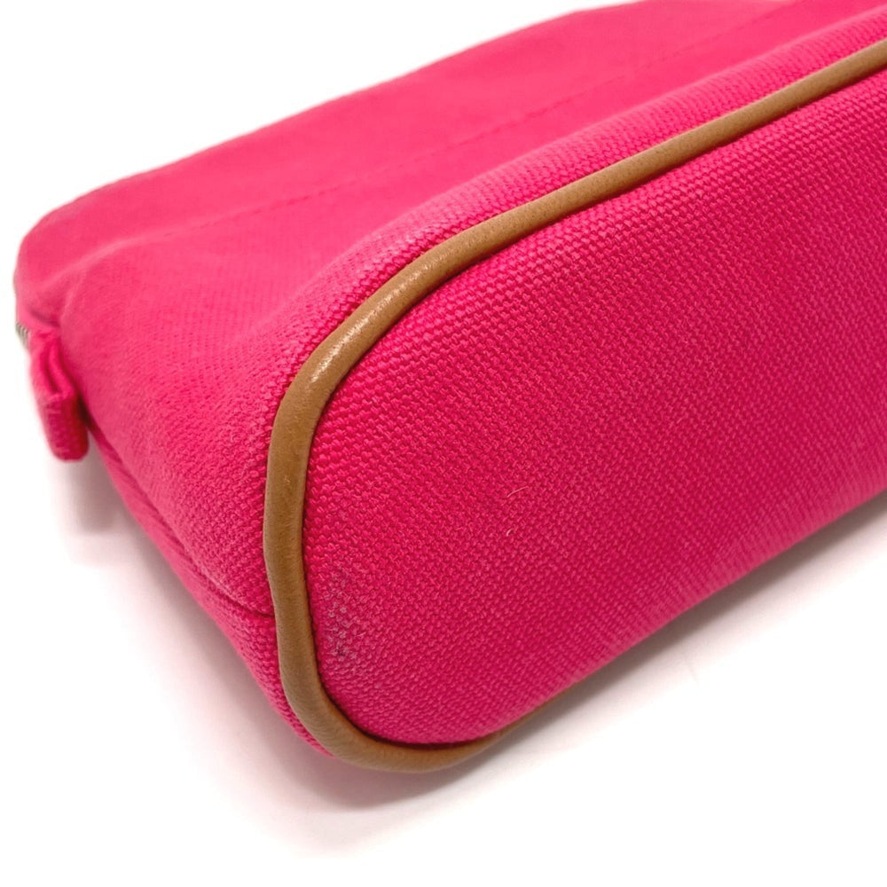 HERMES Bolide Pouch 20, a small accessory case/makeup pouch/multi-purpose pouch, canvas, women's, pink, like new — Like New