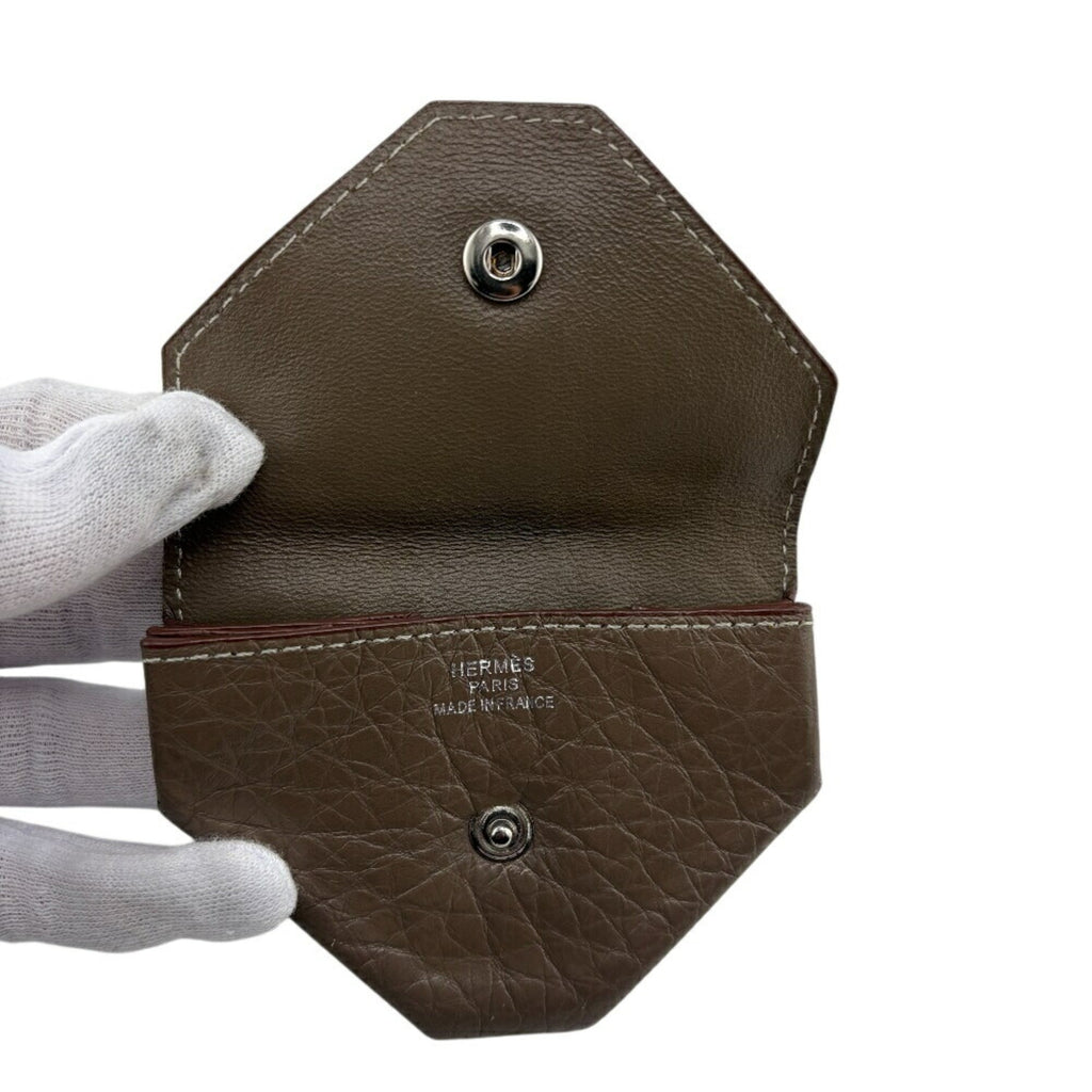 HERMES Levain Quatre coin purse, grey, unisex