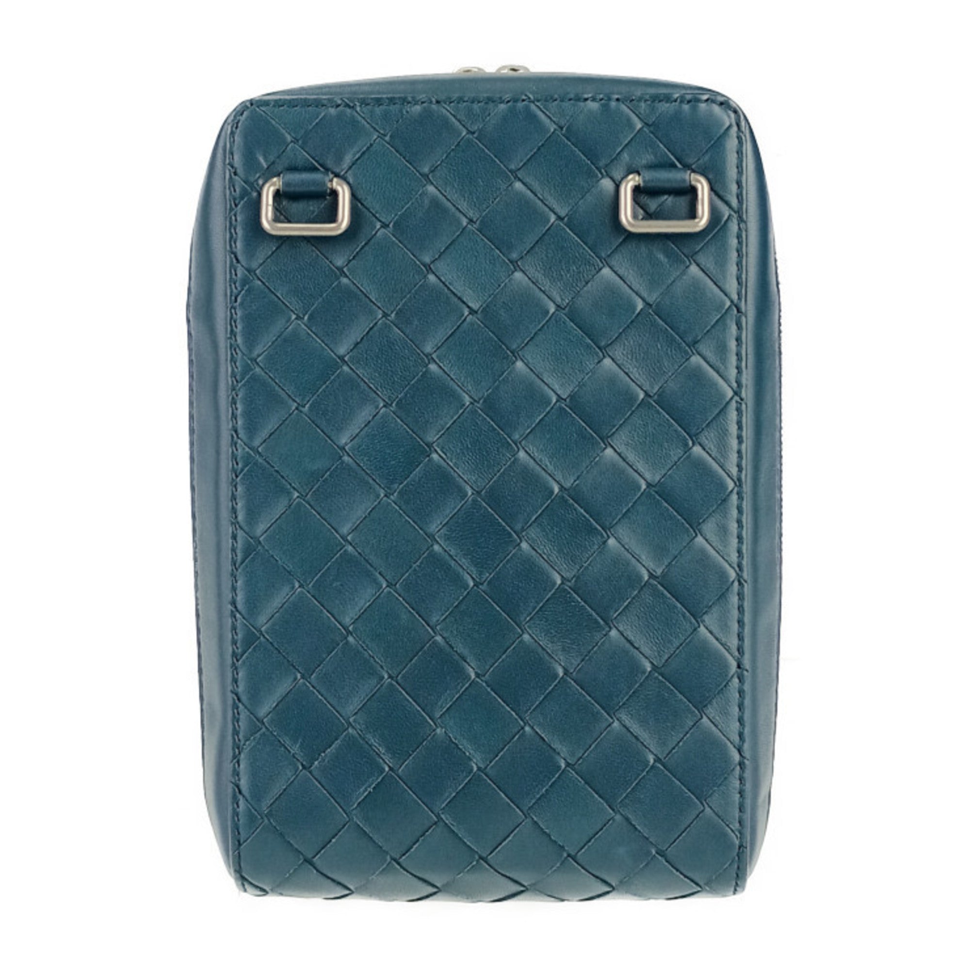 BOTTEGA VENETA Intrecciato Small The Valve Shoulder/Crossbody Bag 592692 VO0BI Blue Leather for Men and Women — Like New