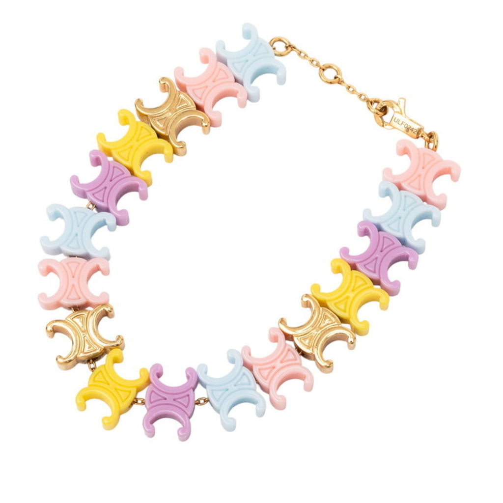 Celine Triomphe Baby Bracelet in Multicolored Gold and Plastic with Plated Design for Women
