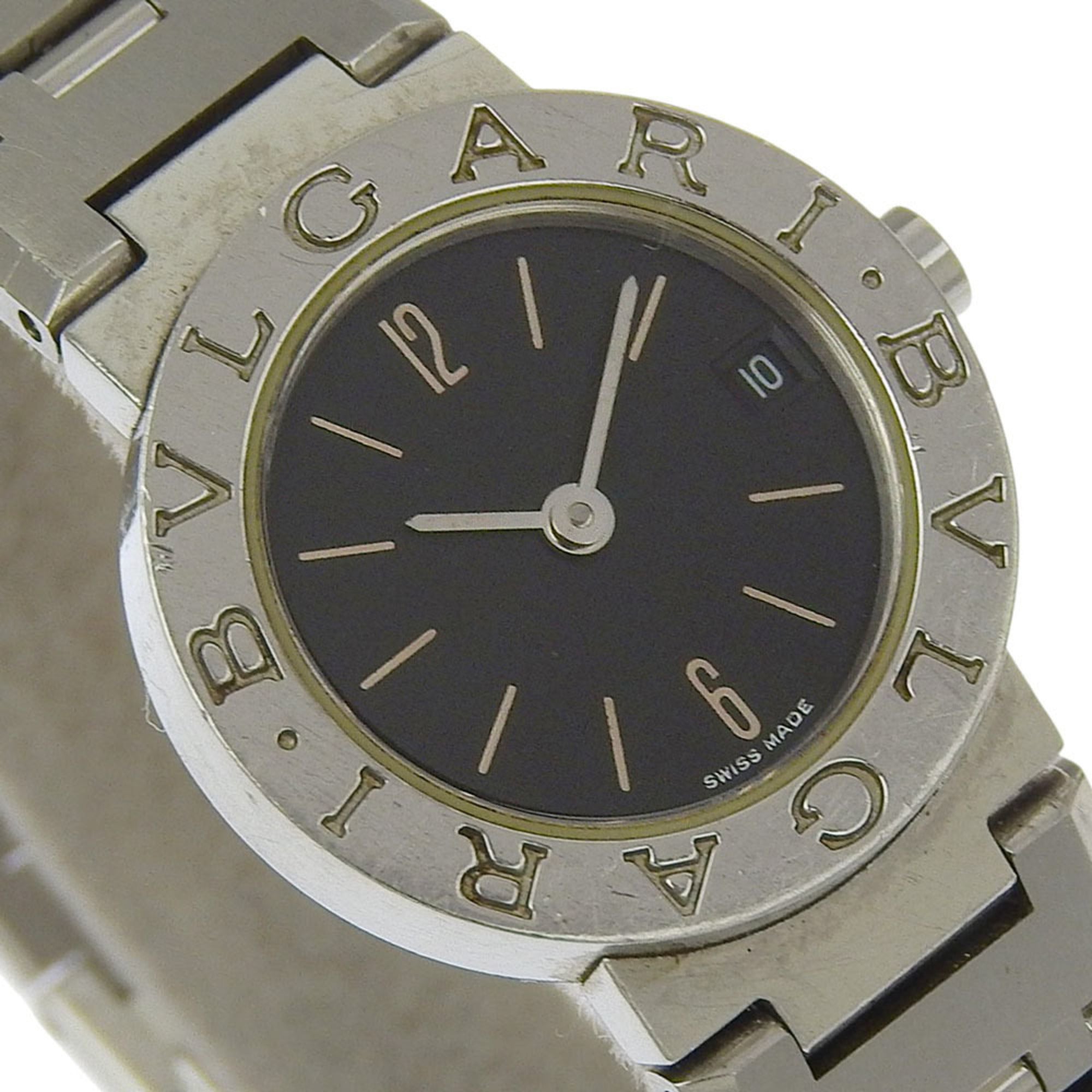 BVLGARI Wristwatch BB23SS Stainless Steel Quartz Analog Display Black Dial Women's — Good
