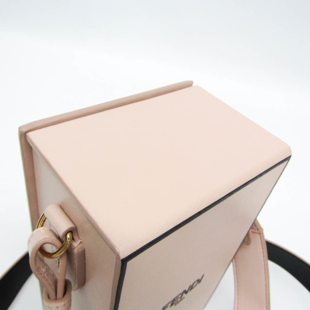 Fendi Box 8BT339 Women's Leather Shoulder Bag Pink
