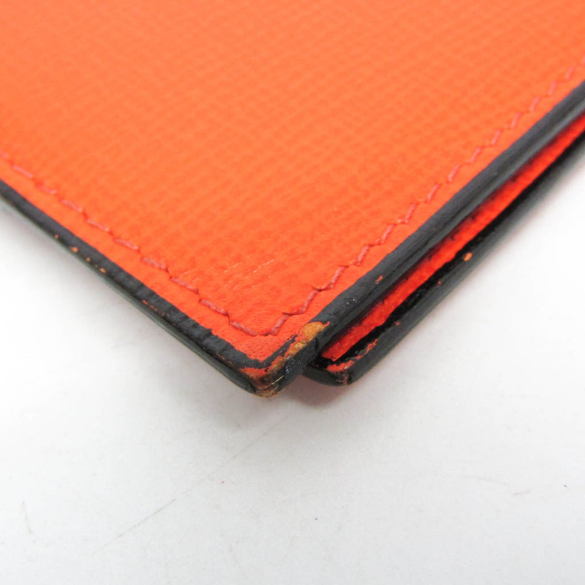 Valextra Vertical 12 Card V8L21 Men,Women Leather Long Bill Wallet (bi-fold) Orange