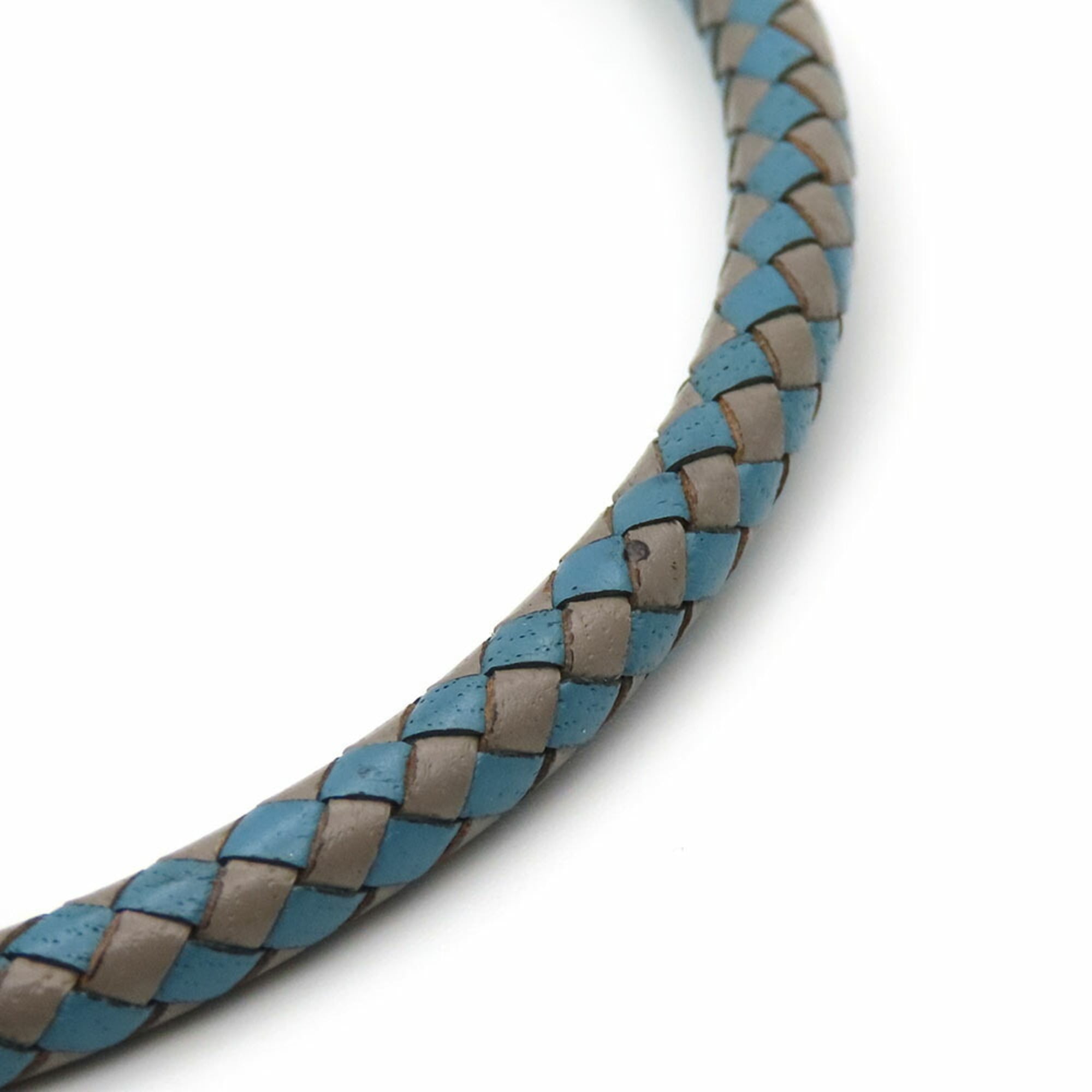 Hermes Bracelet Jumbo Metal Leather Blue Grey Double Strand Women Men HERMES
