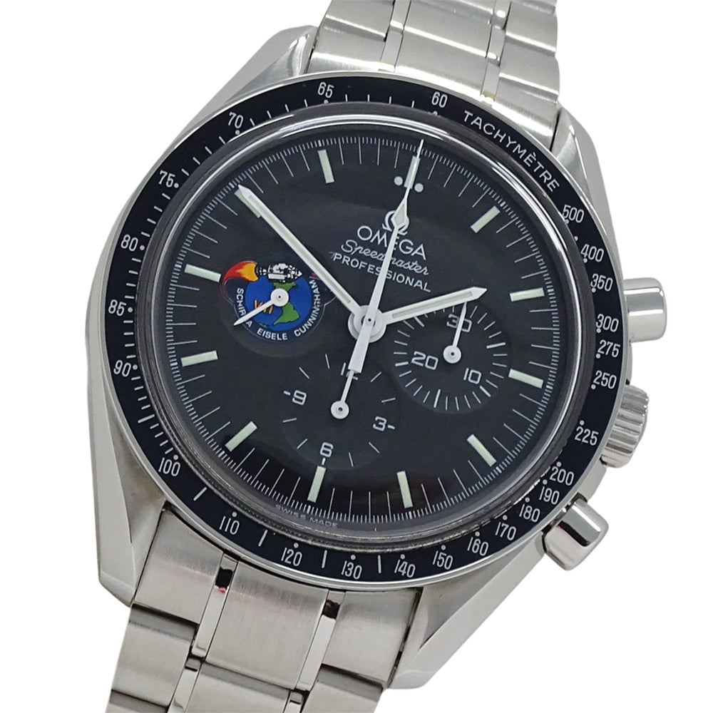 Omega Speedmaster 3597.11.00 Men's Watch, Brand: Missions Apollo Chronograph, Manual Winding, Stainless Steel (SS), Silver & Black — Good