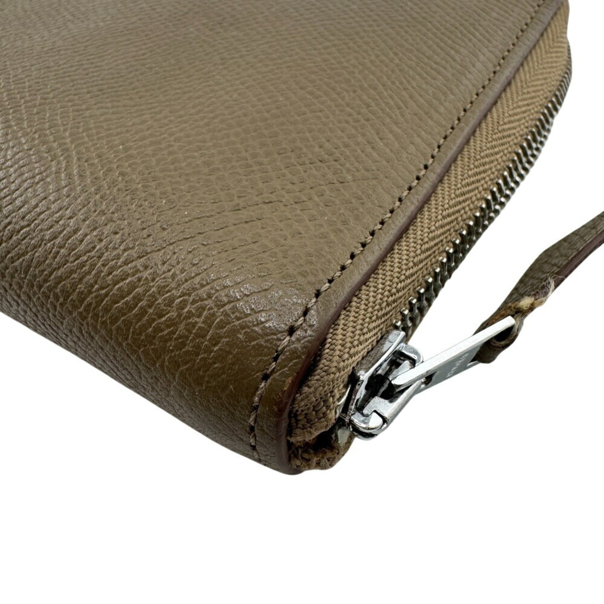 HERMES Round Zip Evelyne Long Wallet Brown Women's