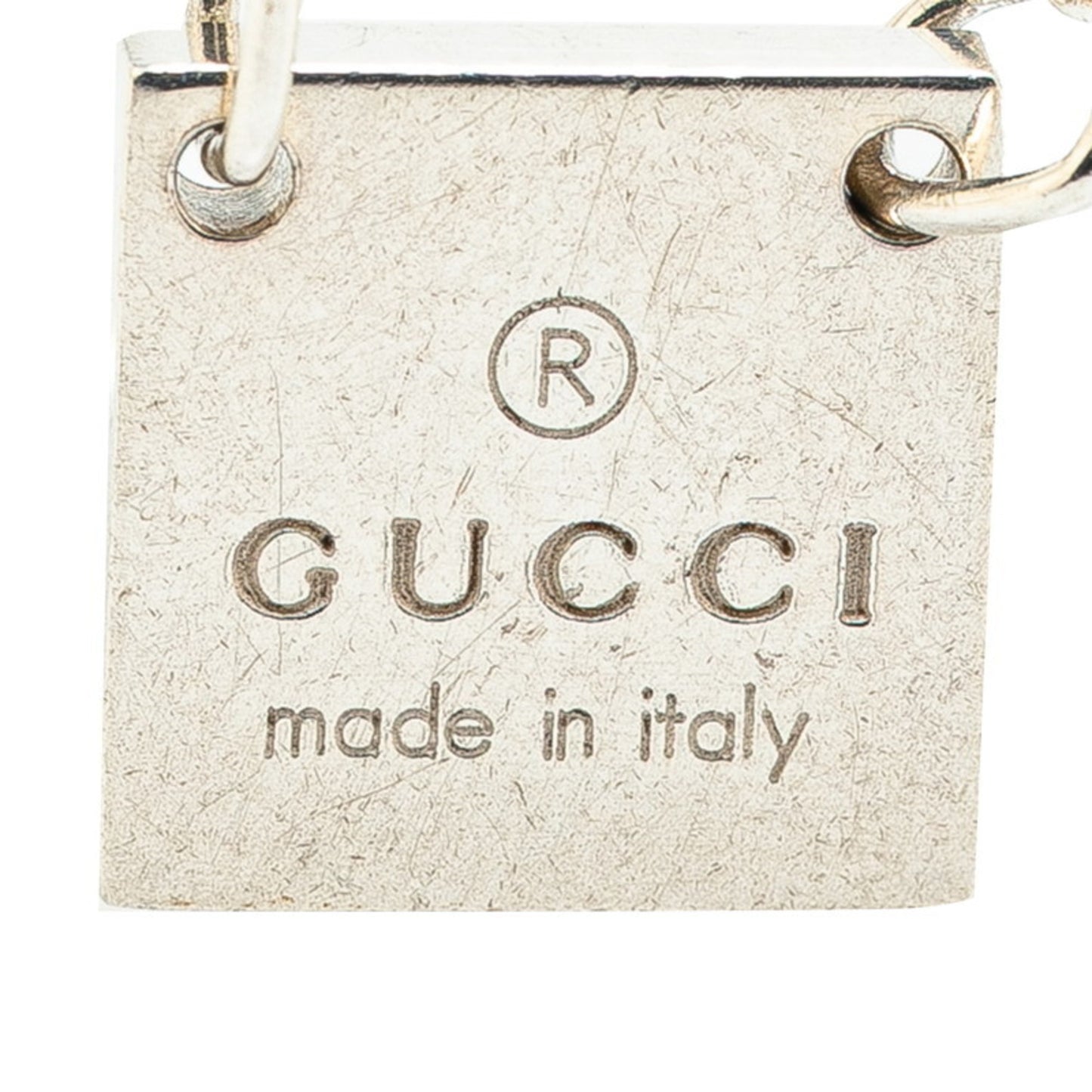 Gucci logo plate necklace in SV925 silver for women.
