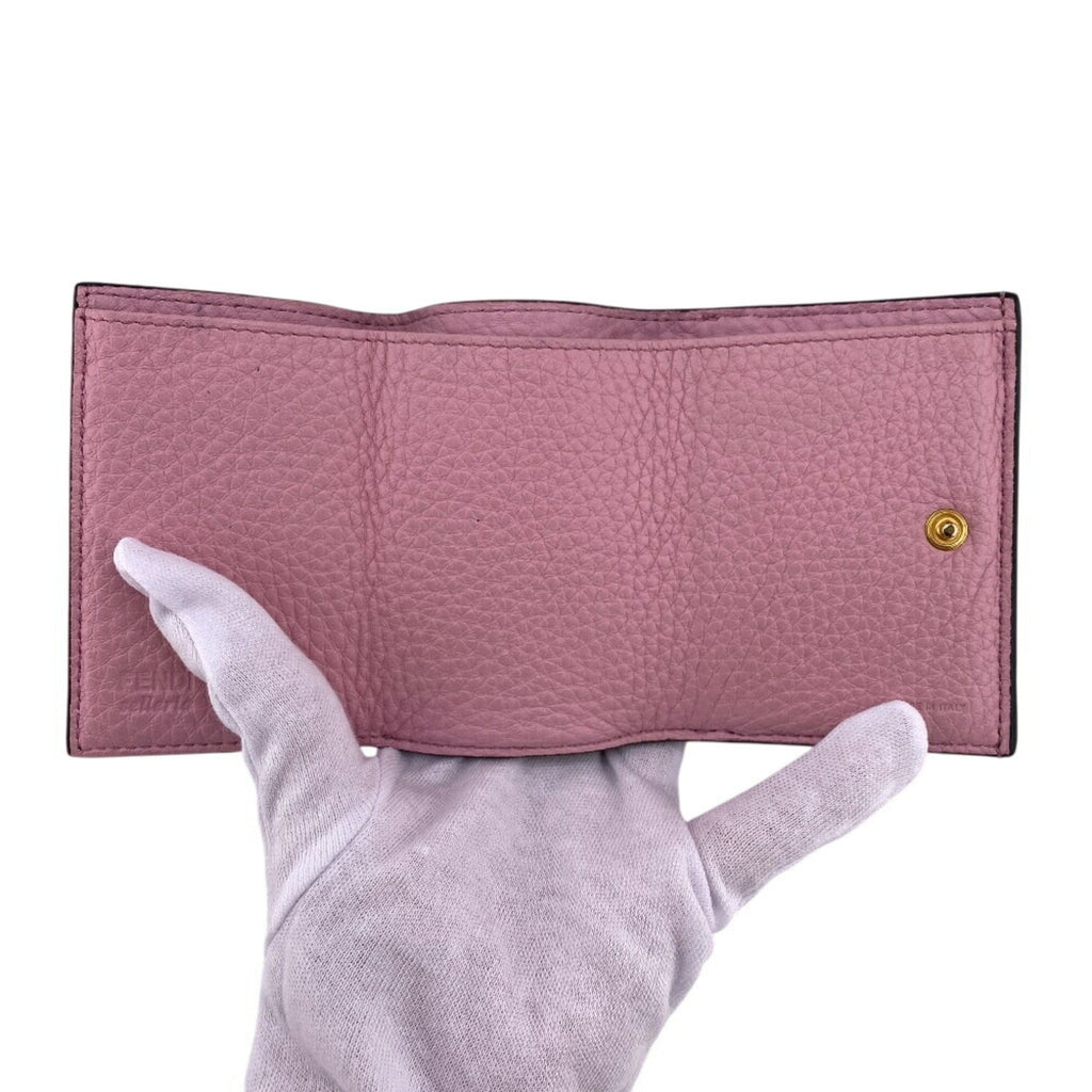 FENDI Selleria Compact Wallet, Tri-fold Beige, Women's