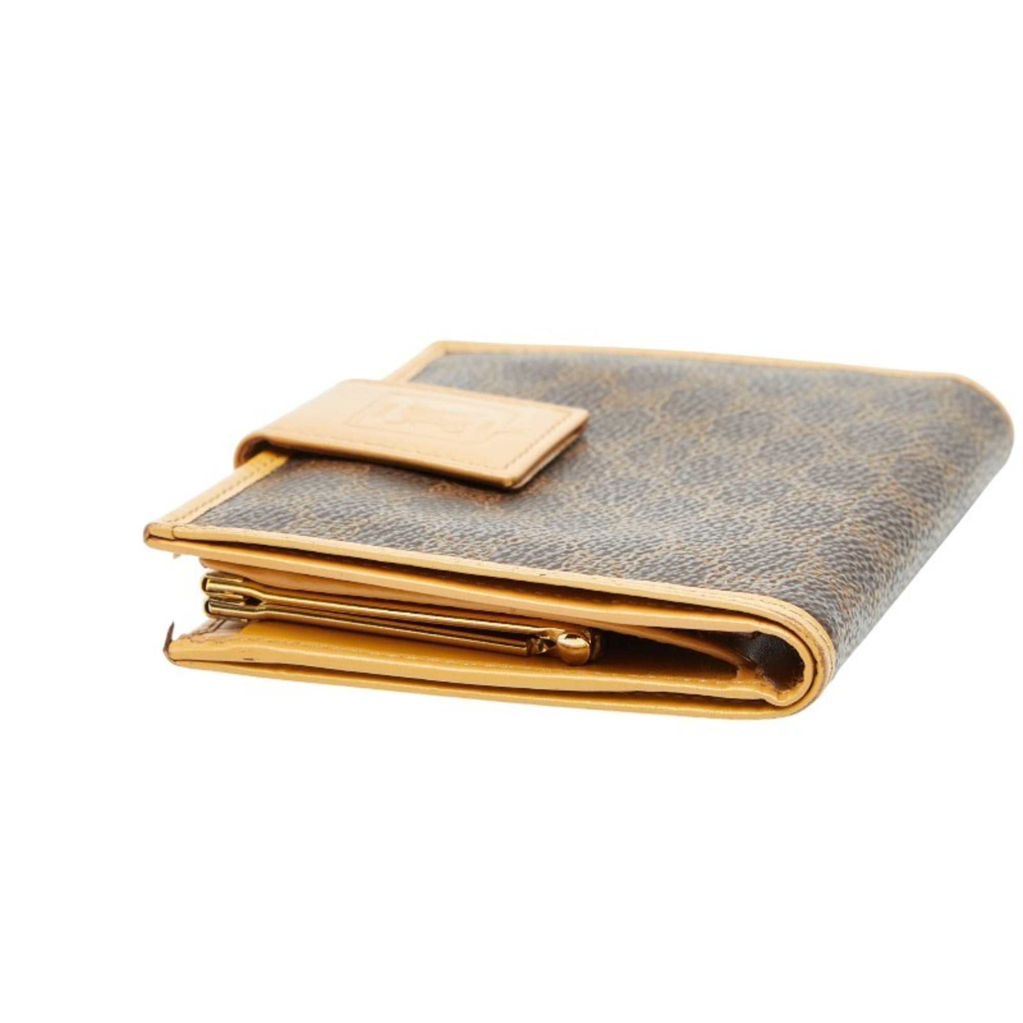 Celine Macadam Clasp Bifold Wallet in Brown and Beige Leather for Women