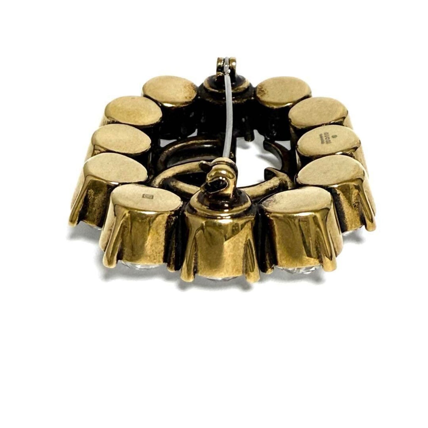 Gucci Women's Metal Double G Brooch Badge with Crystals