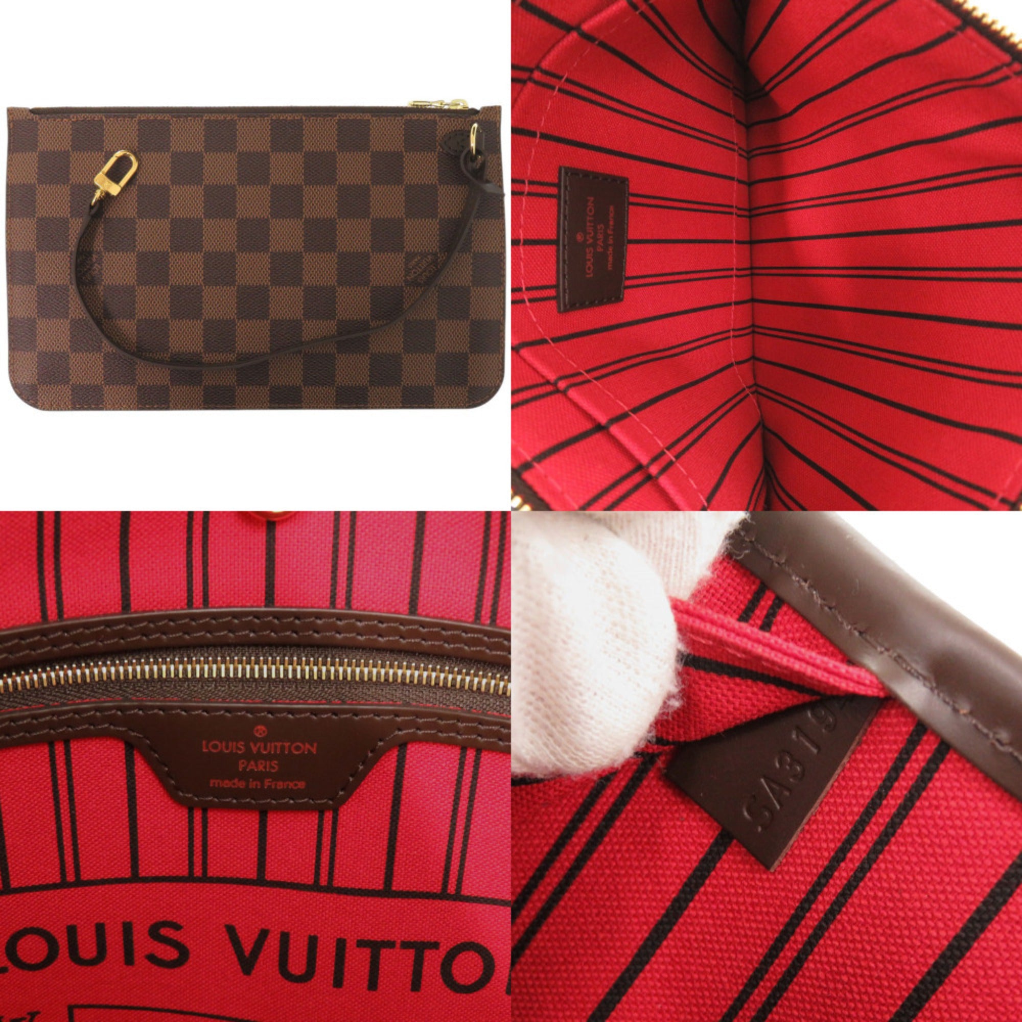 Louis Vuitton Neverfull MM Handbag with Pouch, Damier Cerise, N41358, Tote Bag, LV 0699 LOUIS VUITTON — New - Store Return