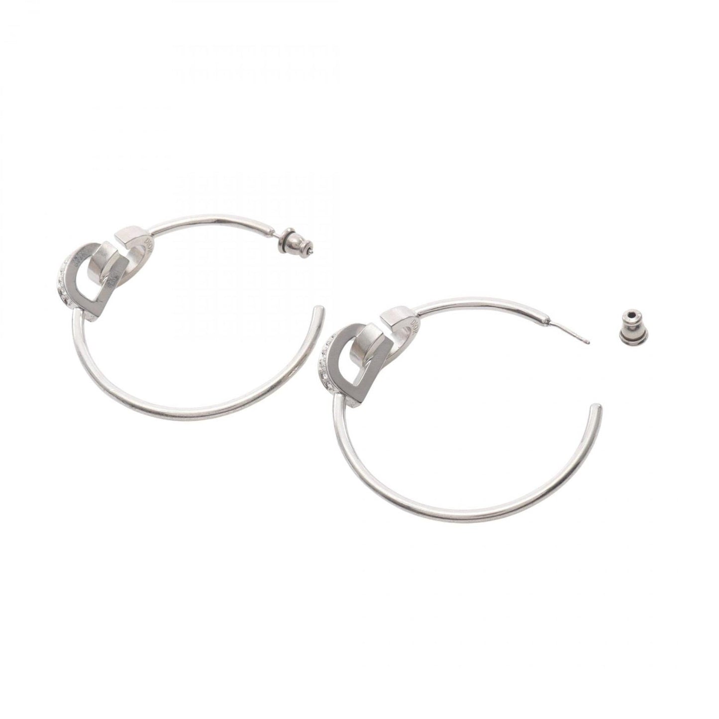Christian Dior Dior CD LOCK Hoop Earrings in Stainless Steel with Crystals, Silver and Clear