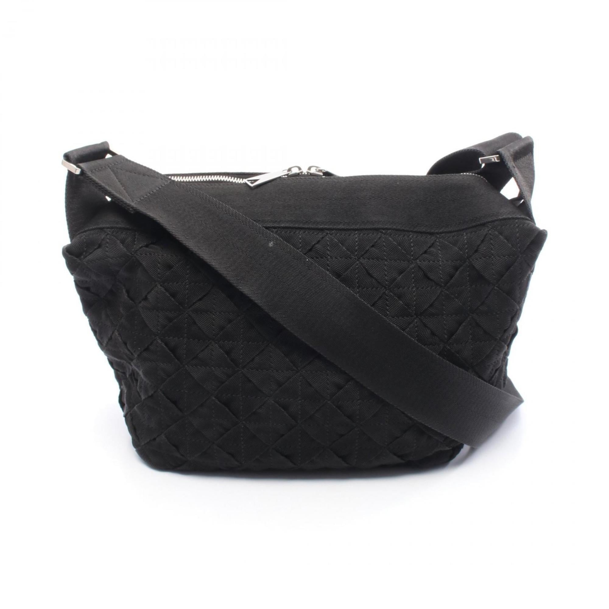 Bottega Veneta Intrecciato Webbing Shoulder Bag in Nylon Canvas, Women's, Black