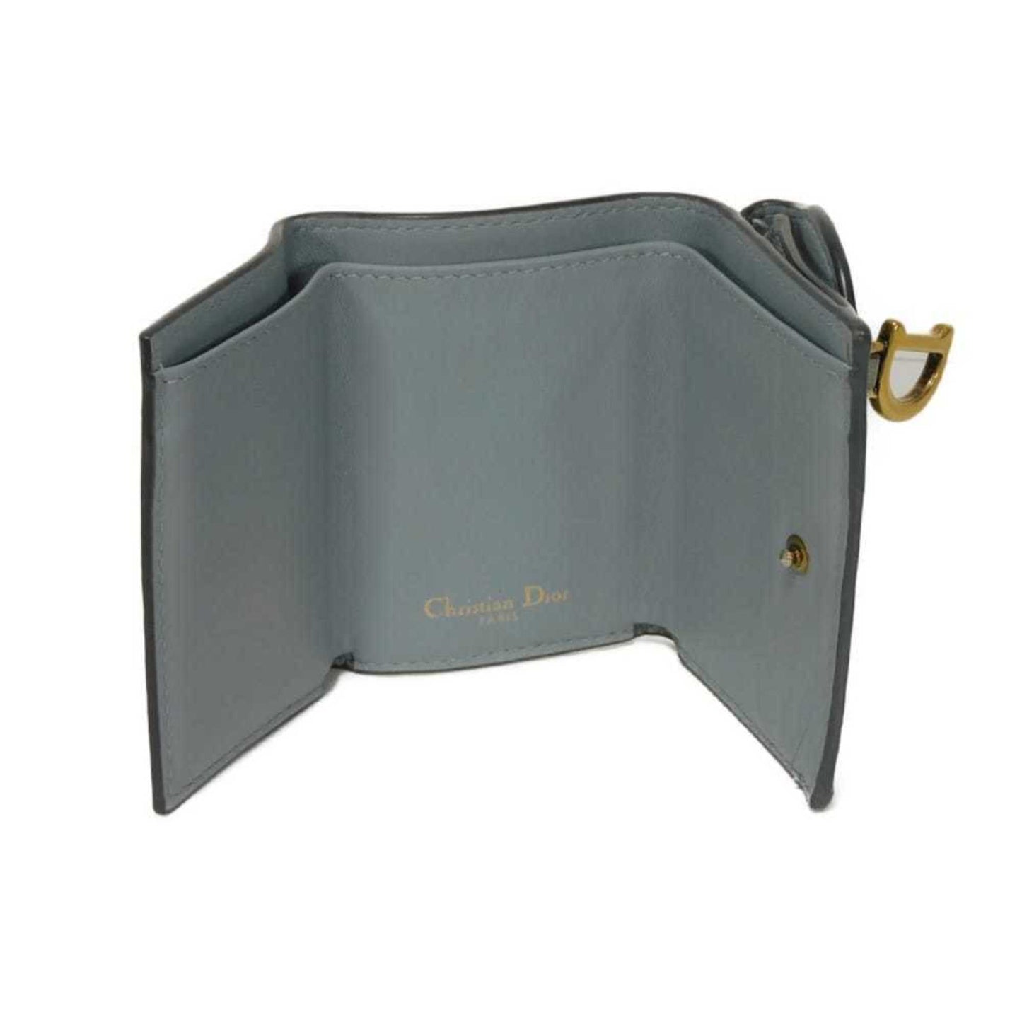 Christian Dior Dior Saddle Mini Tri-fold Wallet, Compact, with Bill Compartment, Card Case, and Coin Gray, S5653CCEH, for Men Women
